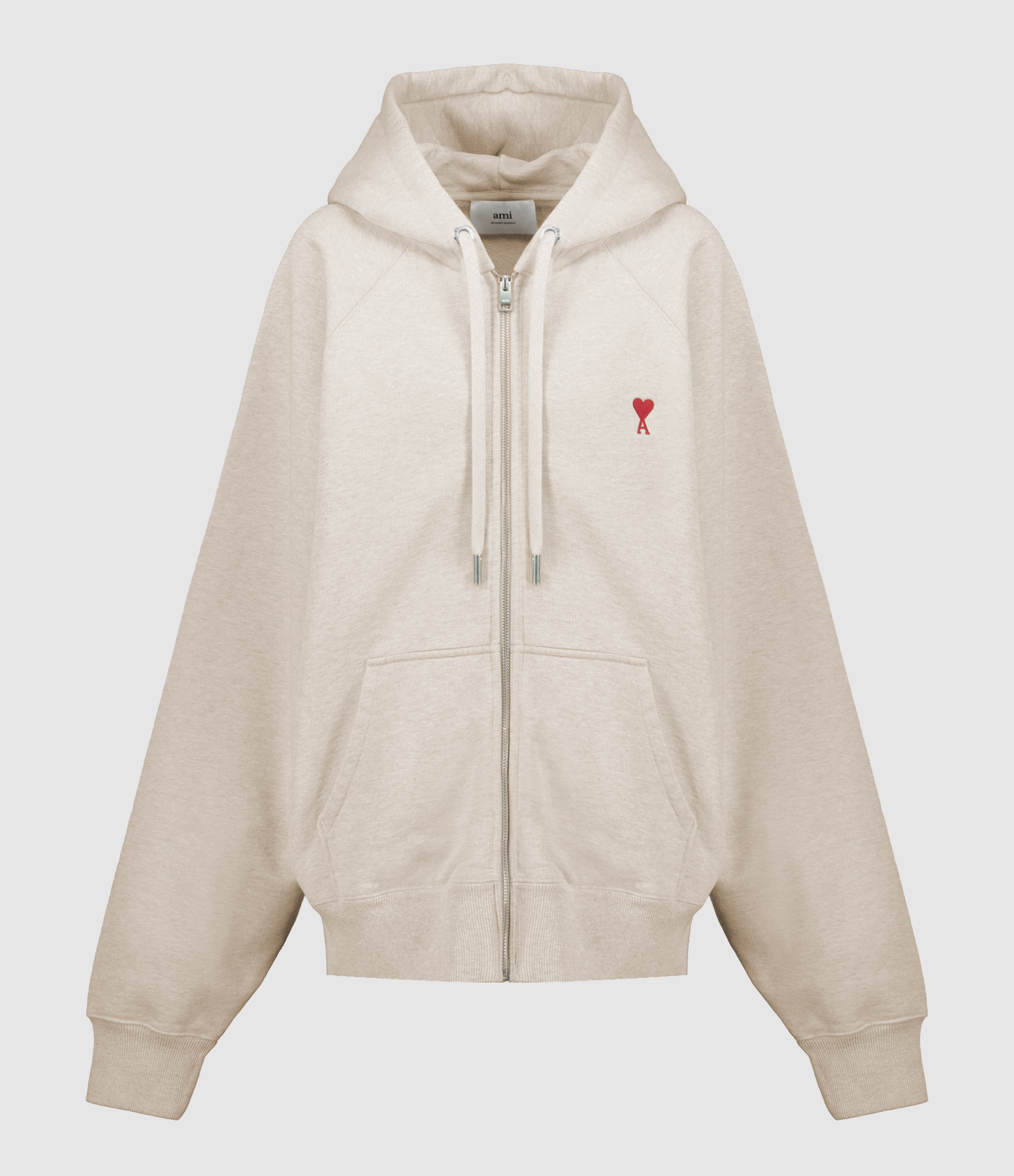 Sweatshirt Zip Unisexe Ami de Cœur Beige Clair Chiné
