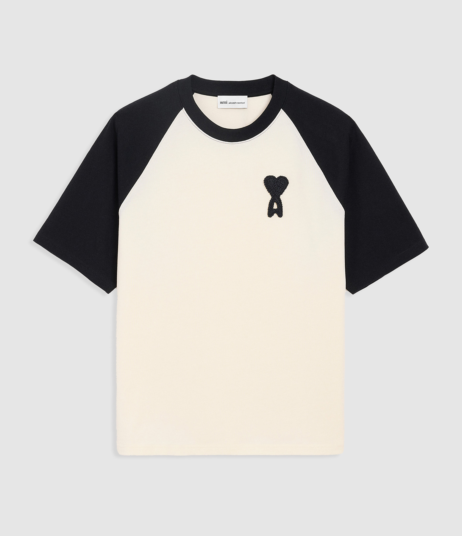 Tee-Shirt With Ami De Coeur Knitted Patch Blanc Creme Noir