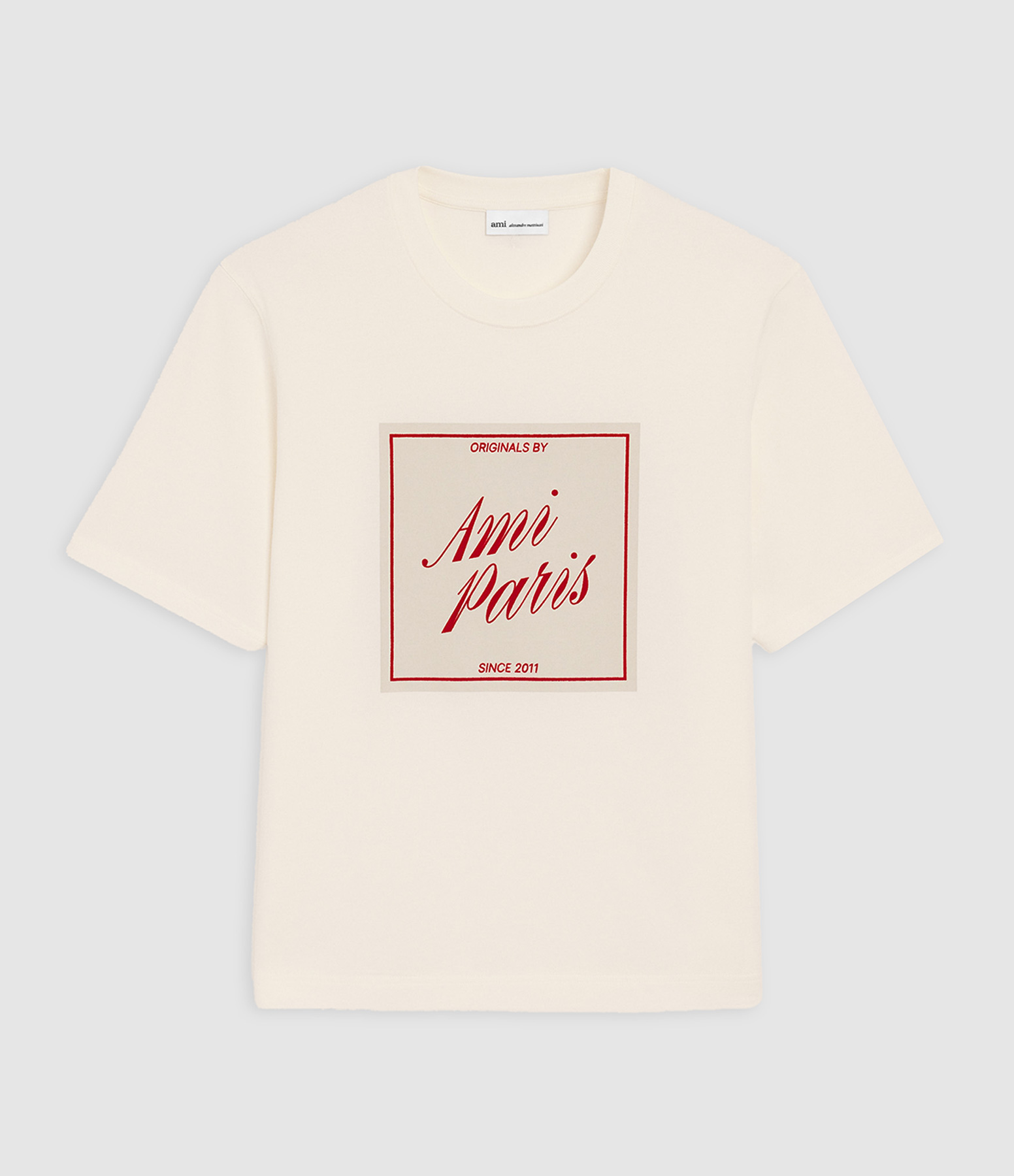 T-Shirt With Signature Print At Front Blanc Creme