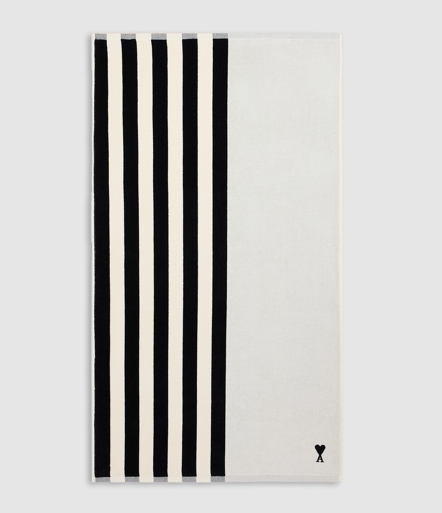 Serviette Little Ami De Coeur Stripes Noir Blanc Creme