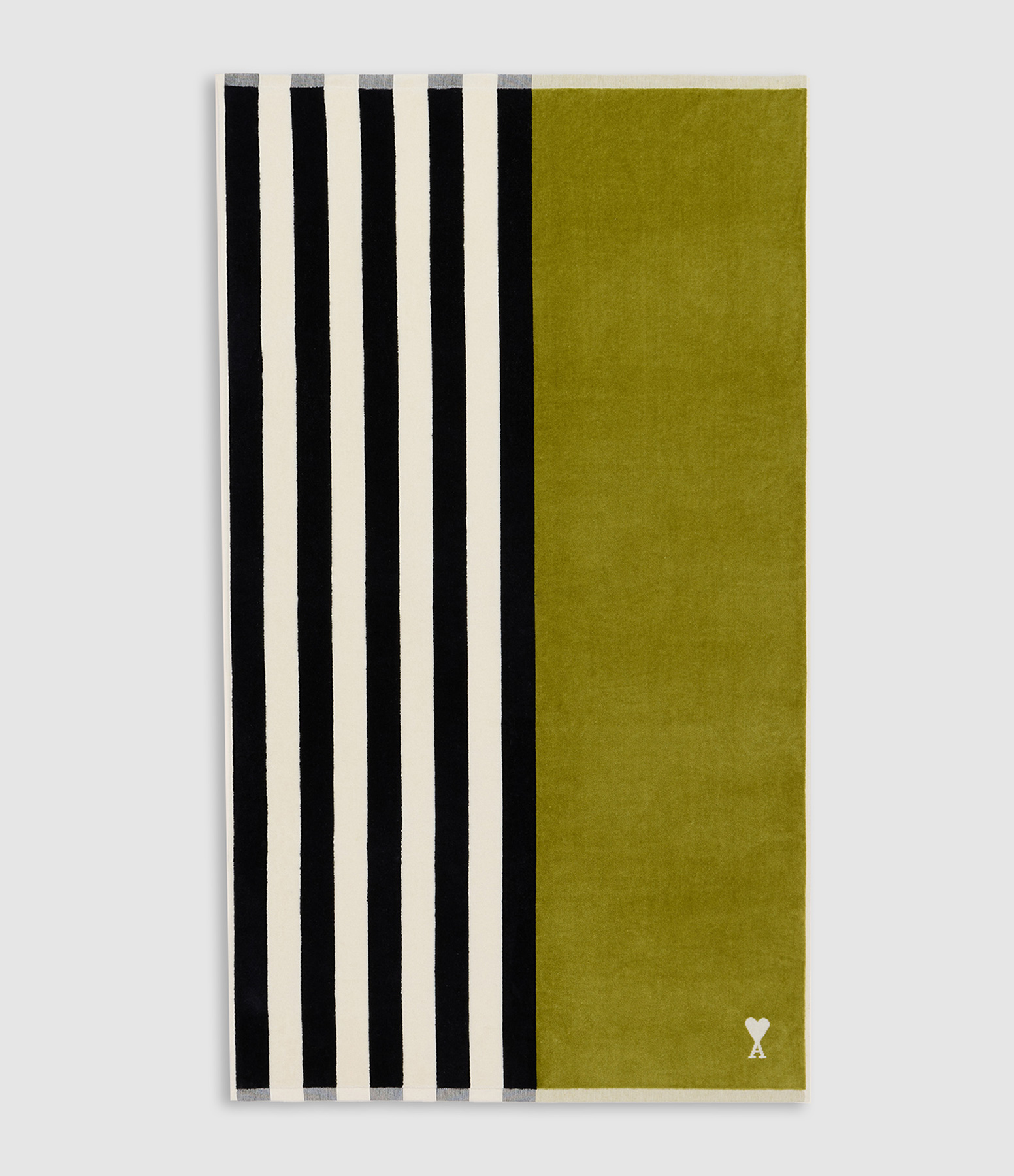 Serviette Little Ami De Coeur Stripes Matcha Noir Blanc Crème