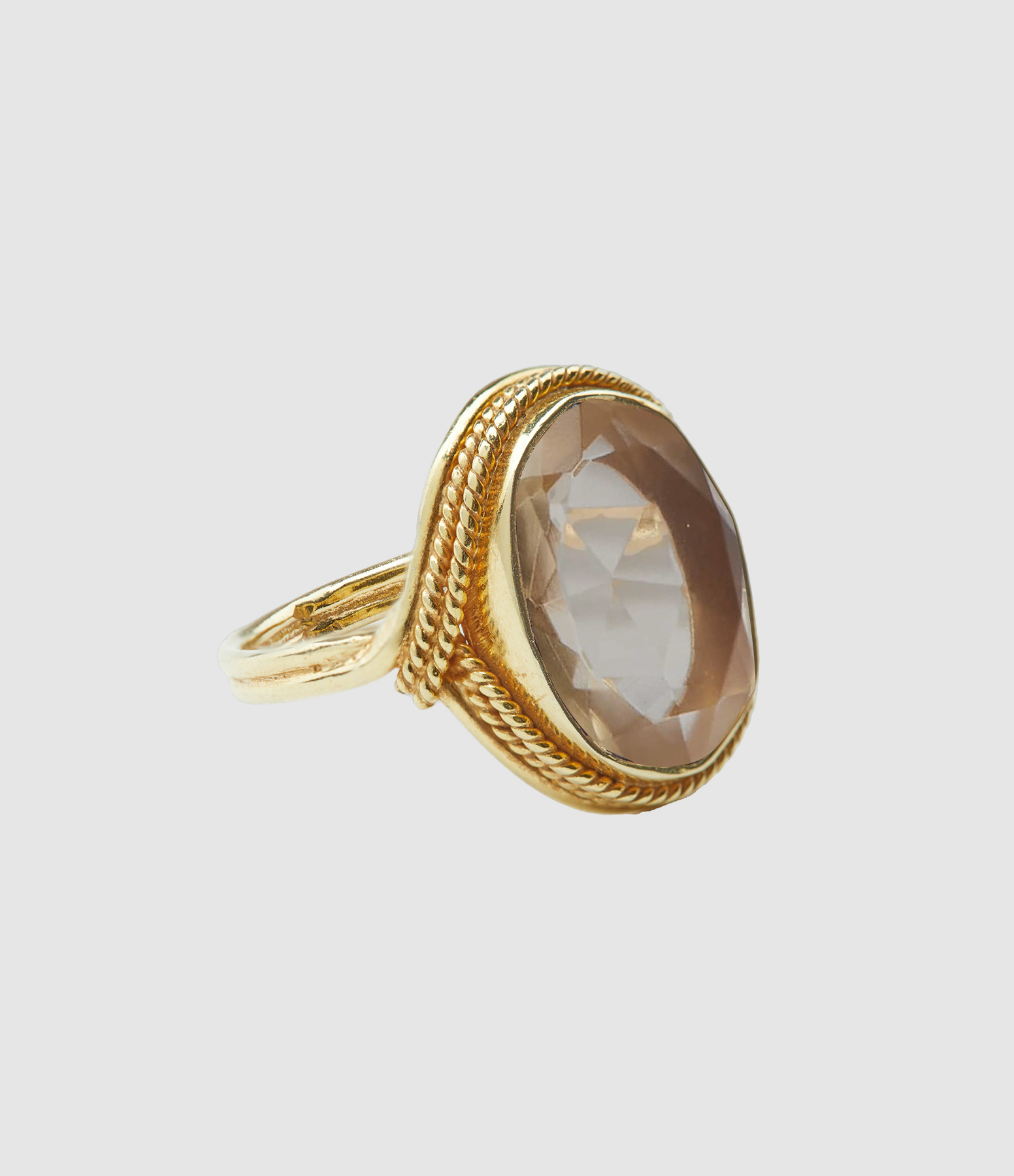 Bague Sphinx Big Quartz Fumé Noir