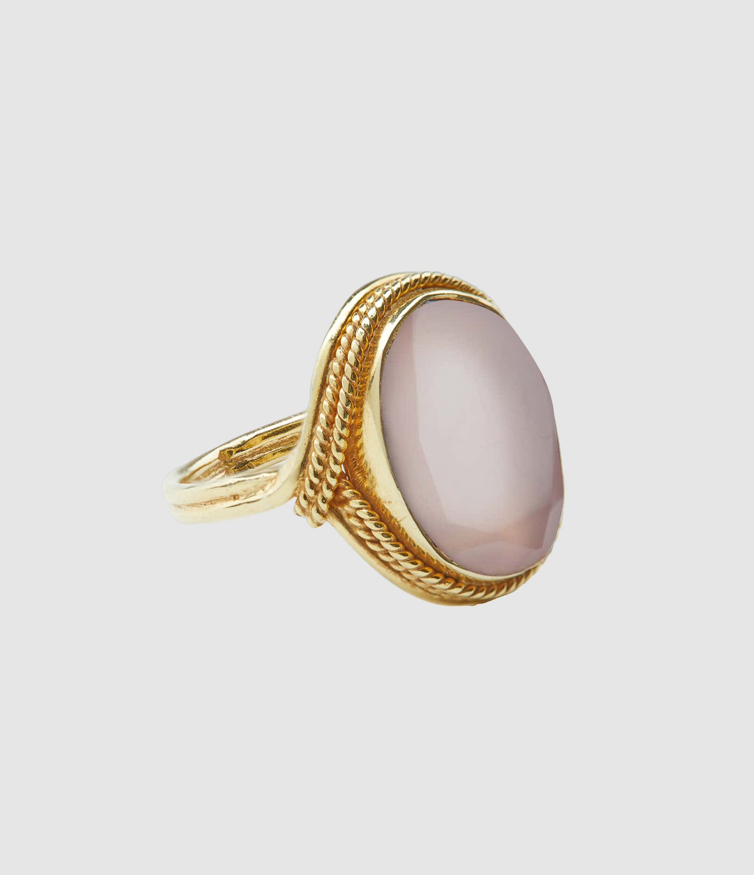 Bague Sphinx Big Calcédoine Rose