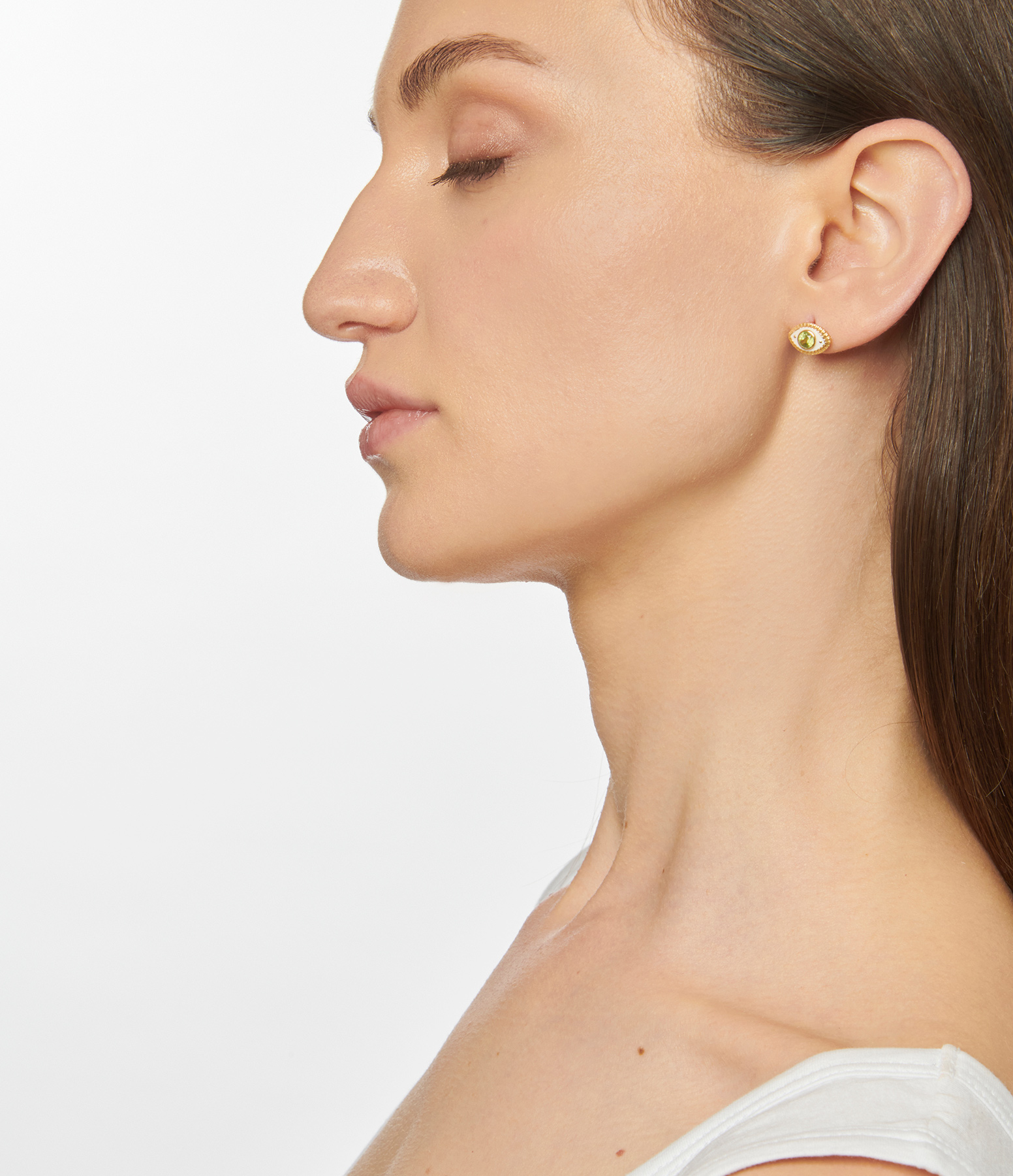 Boucle d'oreille Stud L'œil Améthyste Vert (vendue à l'unité)