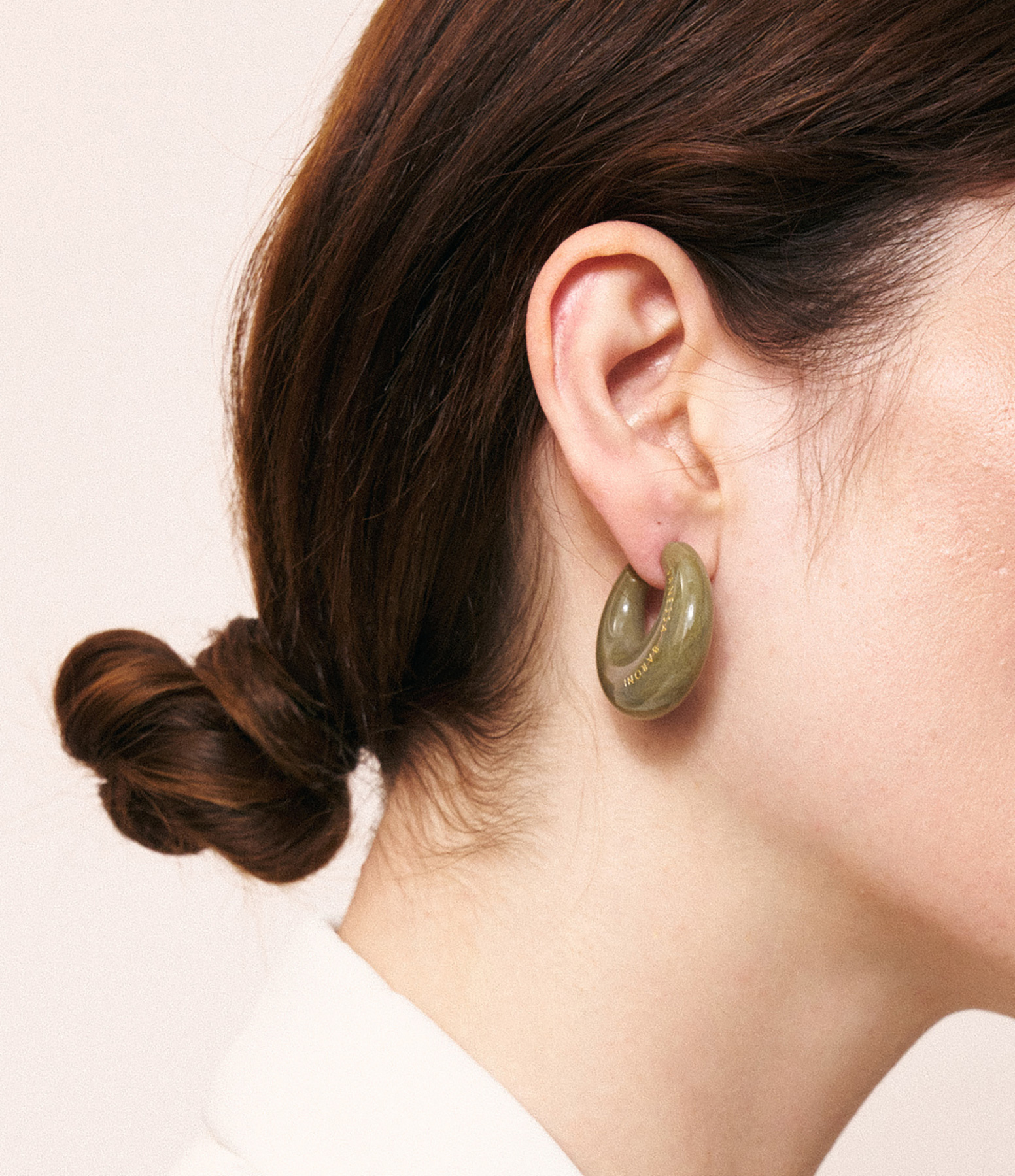 Boucles d'oreilles Moon Light Olive Marble