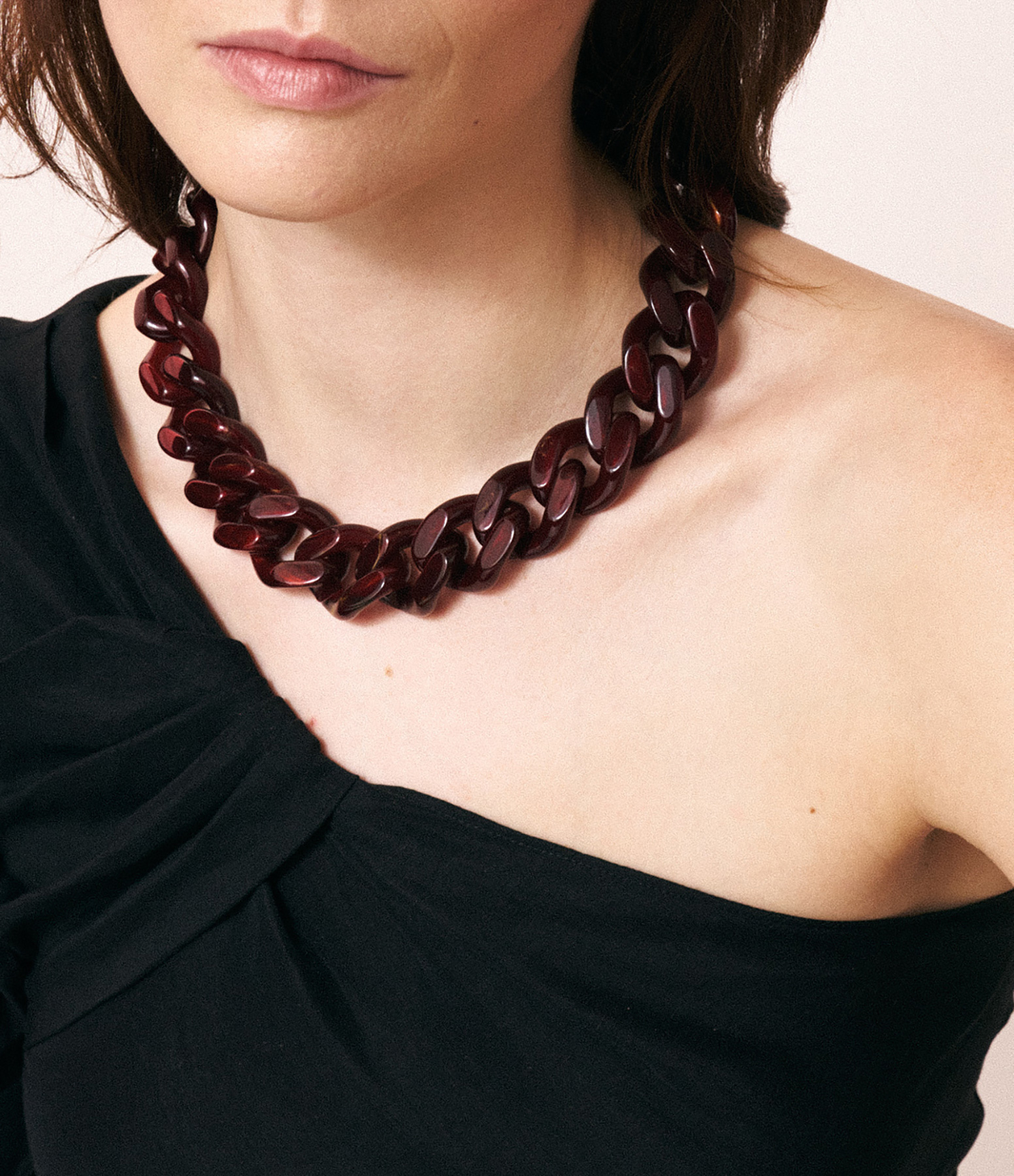 Collier Flat Chain Bordeaux Marble