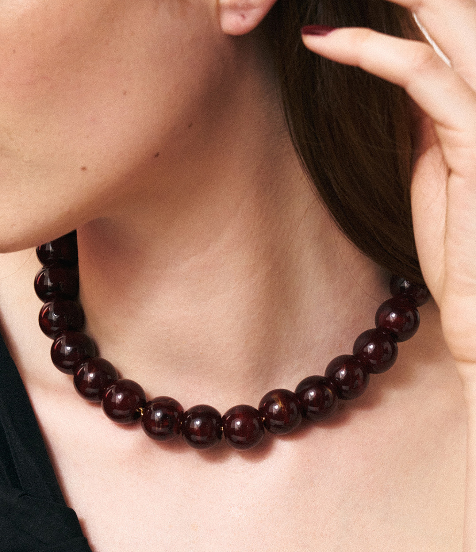 Collier Small Beads Bordeaux Marble