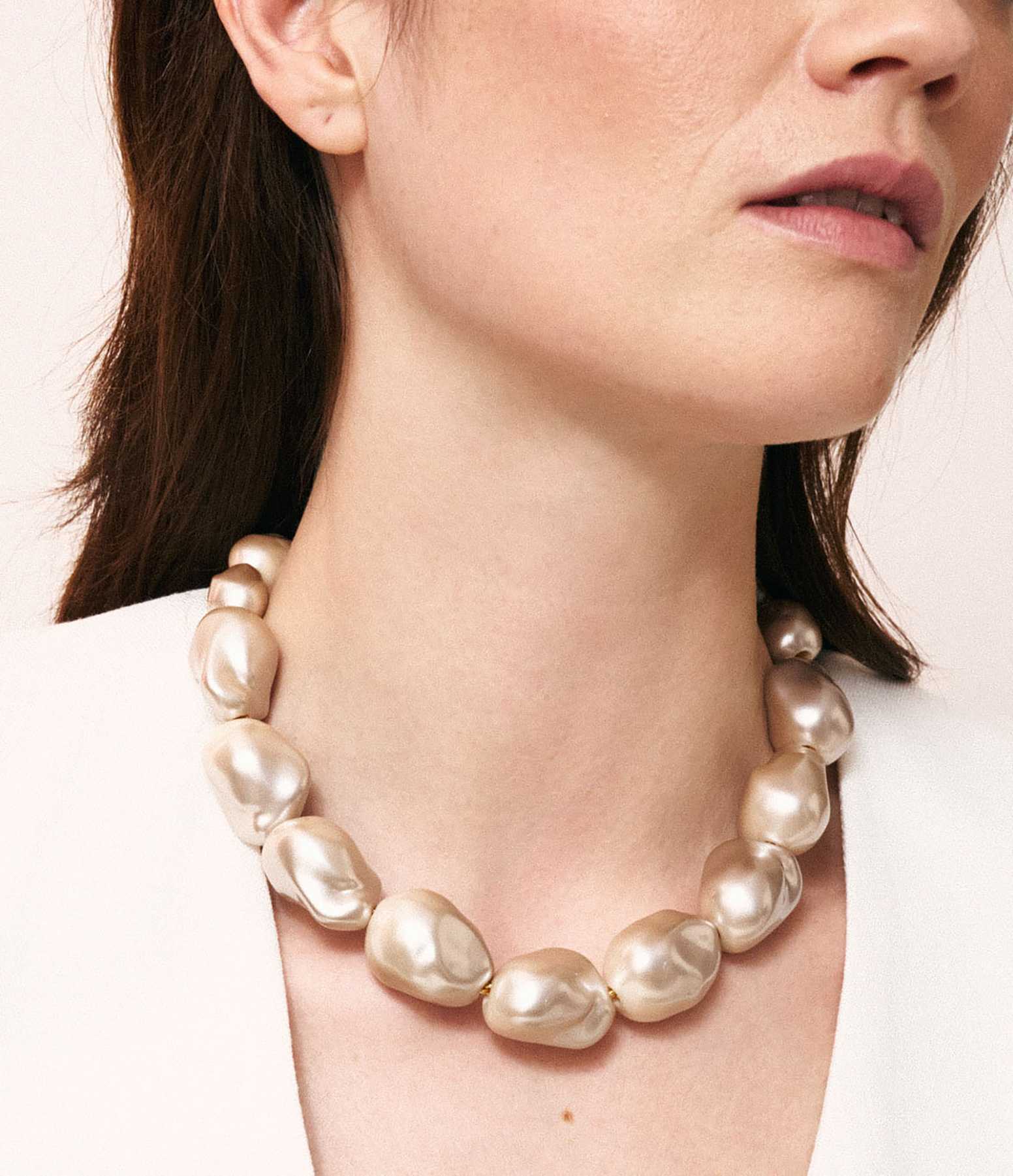 Collier Big Organic Pearl Short Champagne