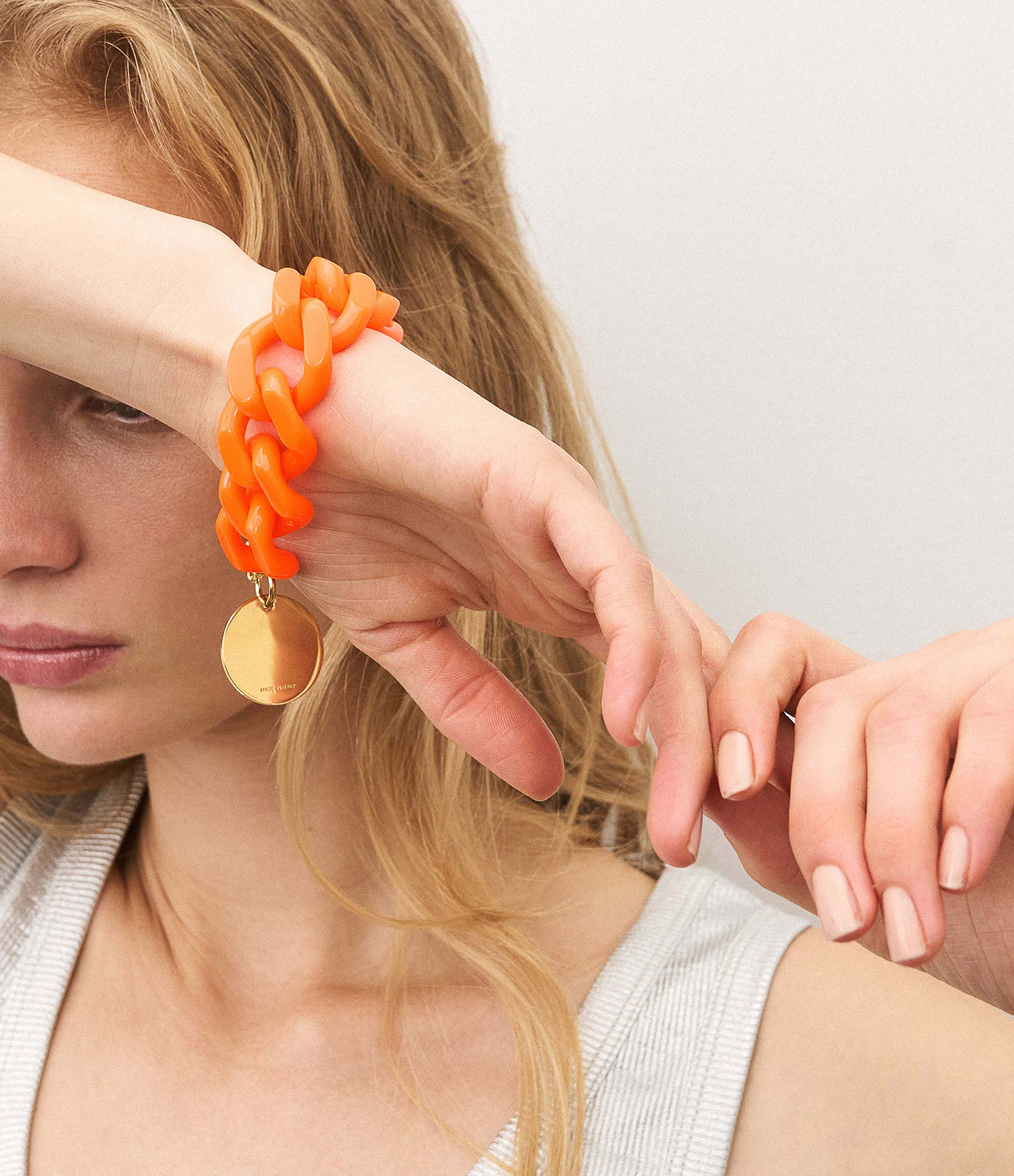 Bracelet Flat Chain Neon Orange
