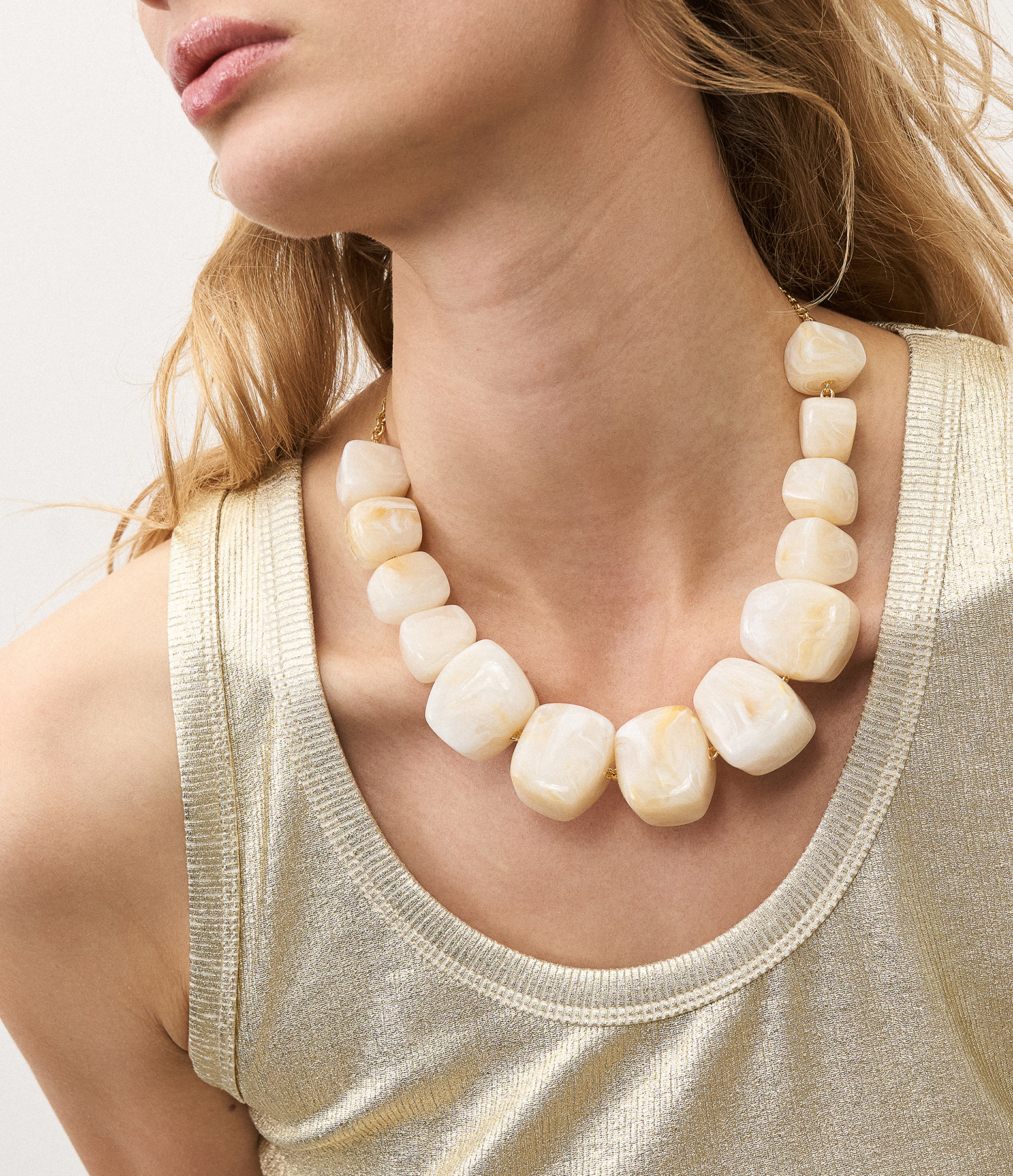 Collier Big Organic Shaped Pearl Marble