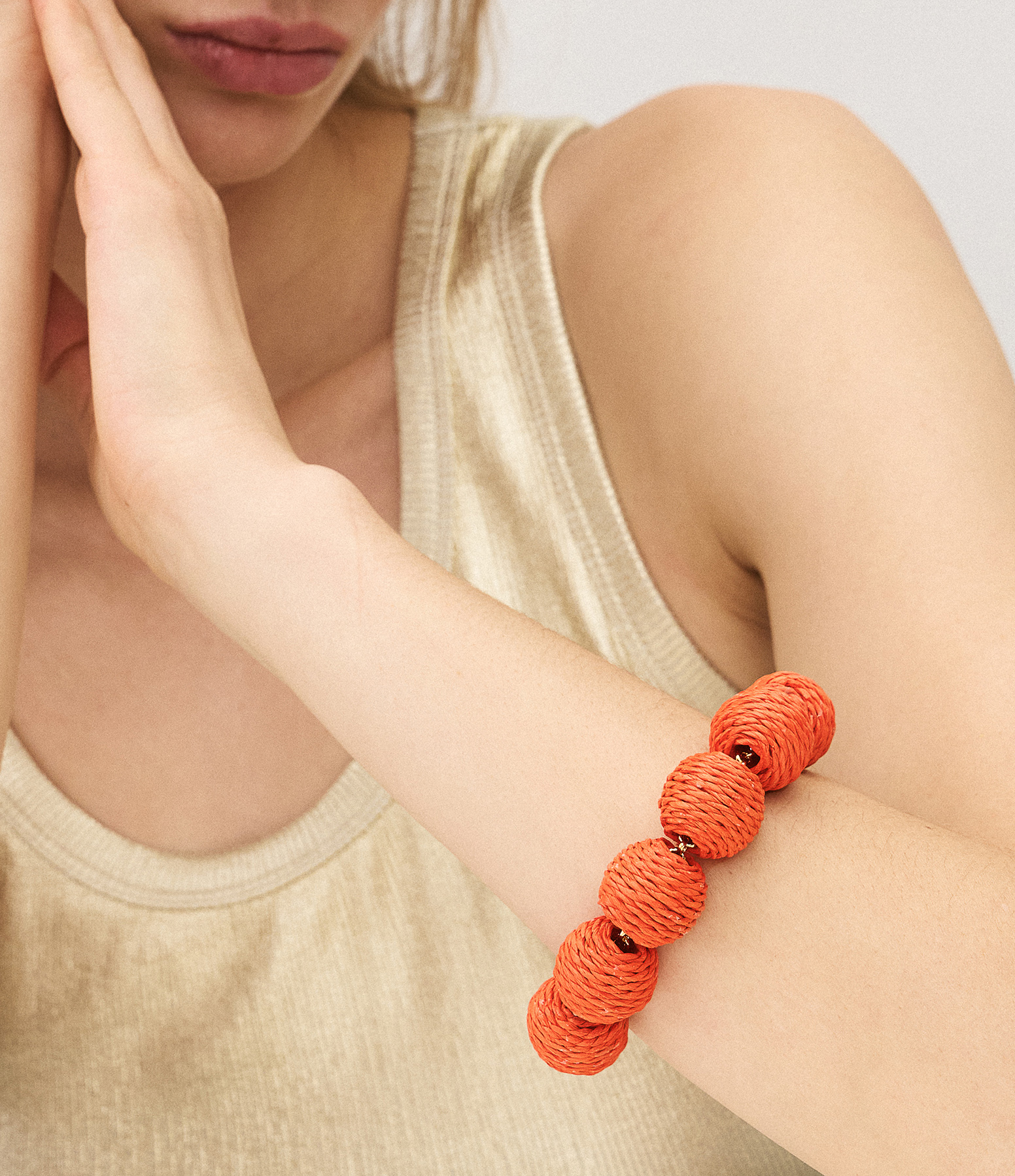 Bracelet Raffia Beads Orange