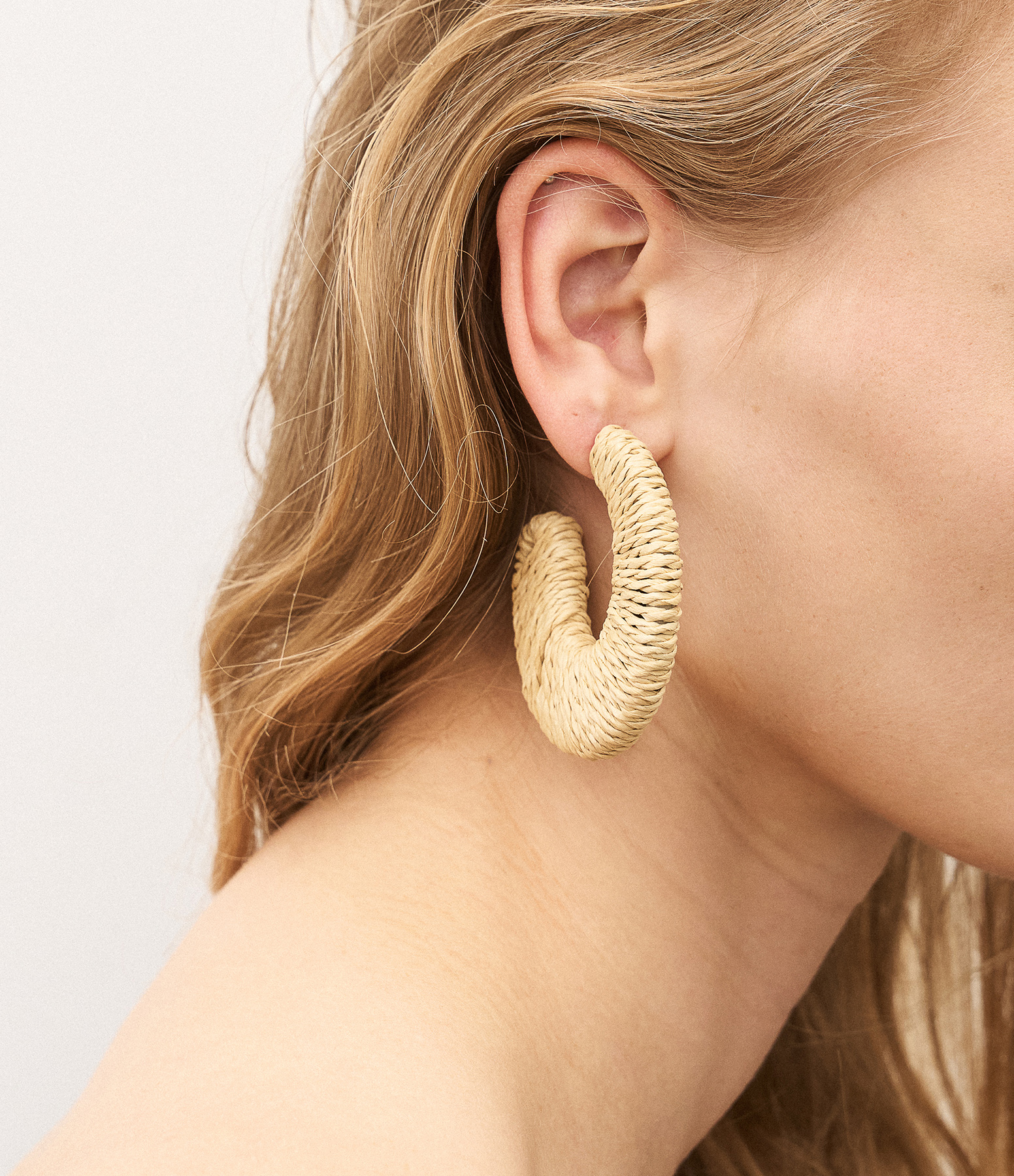 Boucles d'oreille Big Moon Raffia Natural