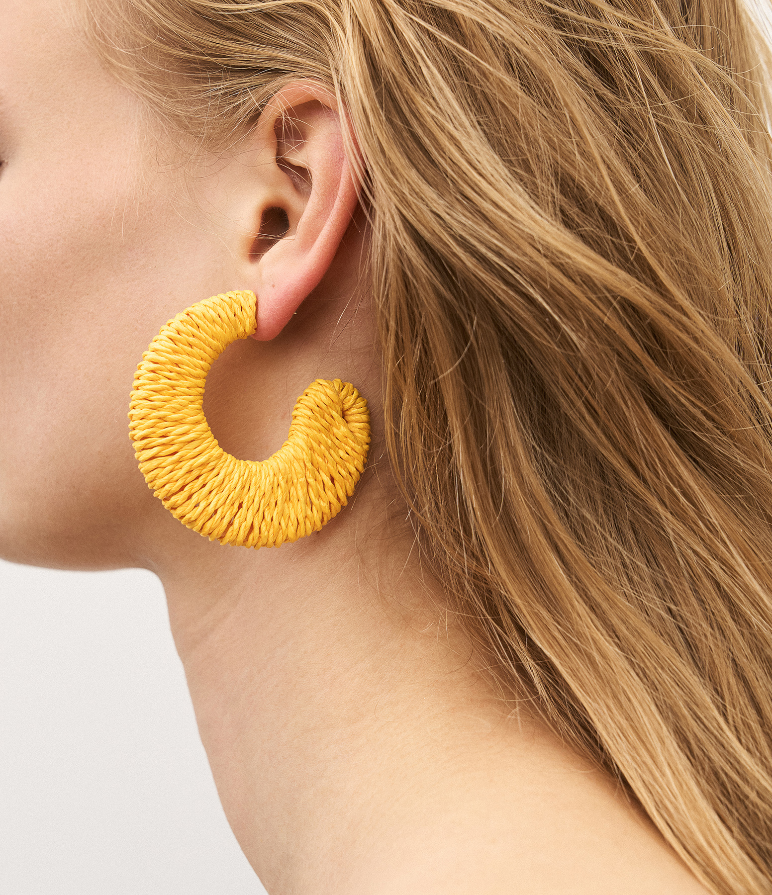 Boucles d'oreilles Big Moon Raffia Yellow