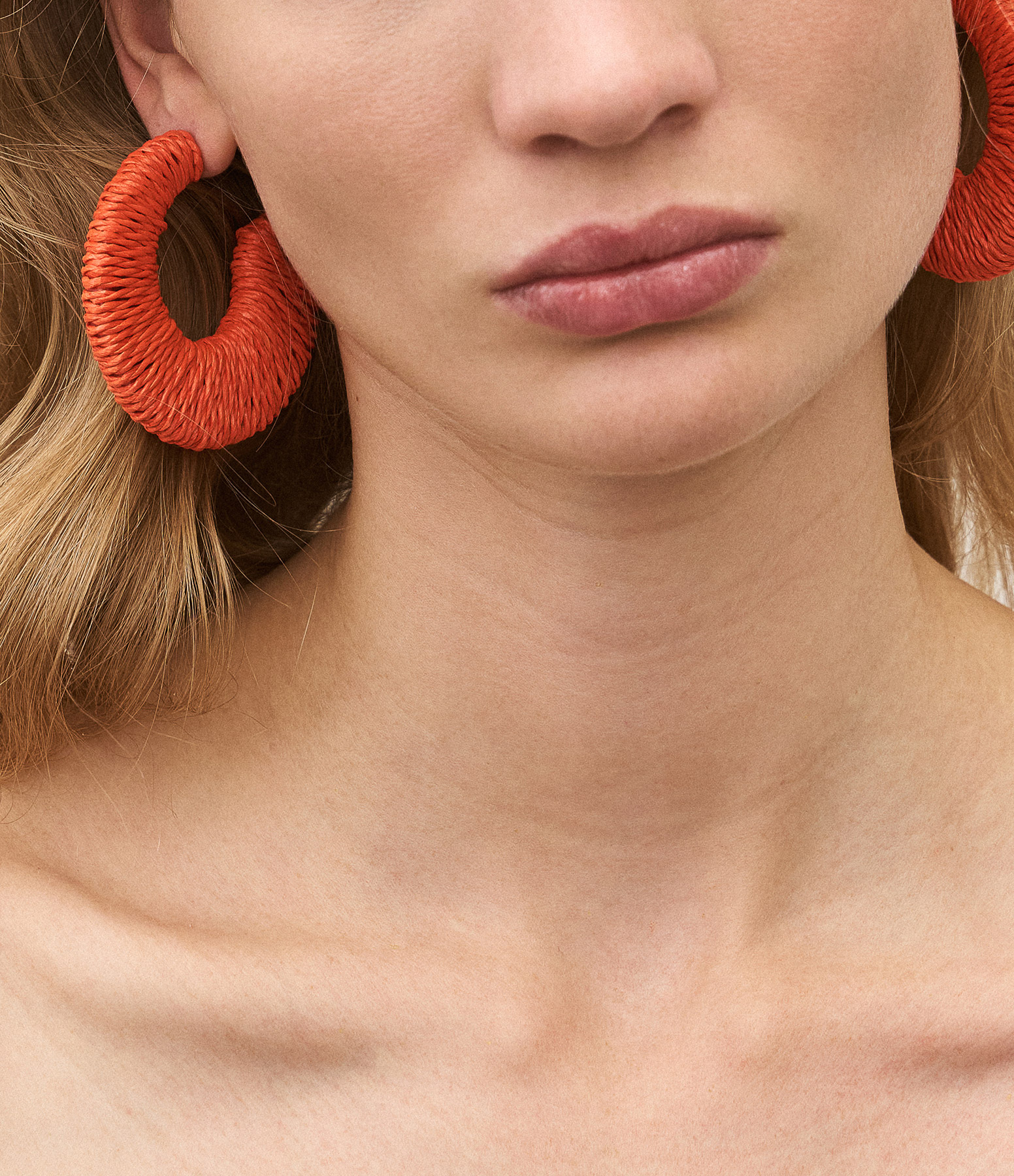 Boucles d'oreilles Big Moon Raffia Orange