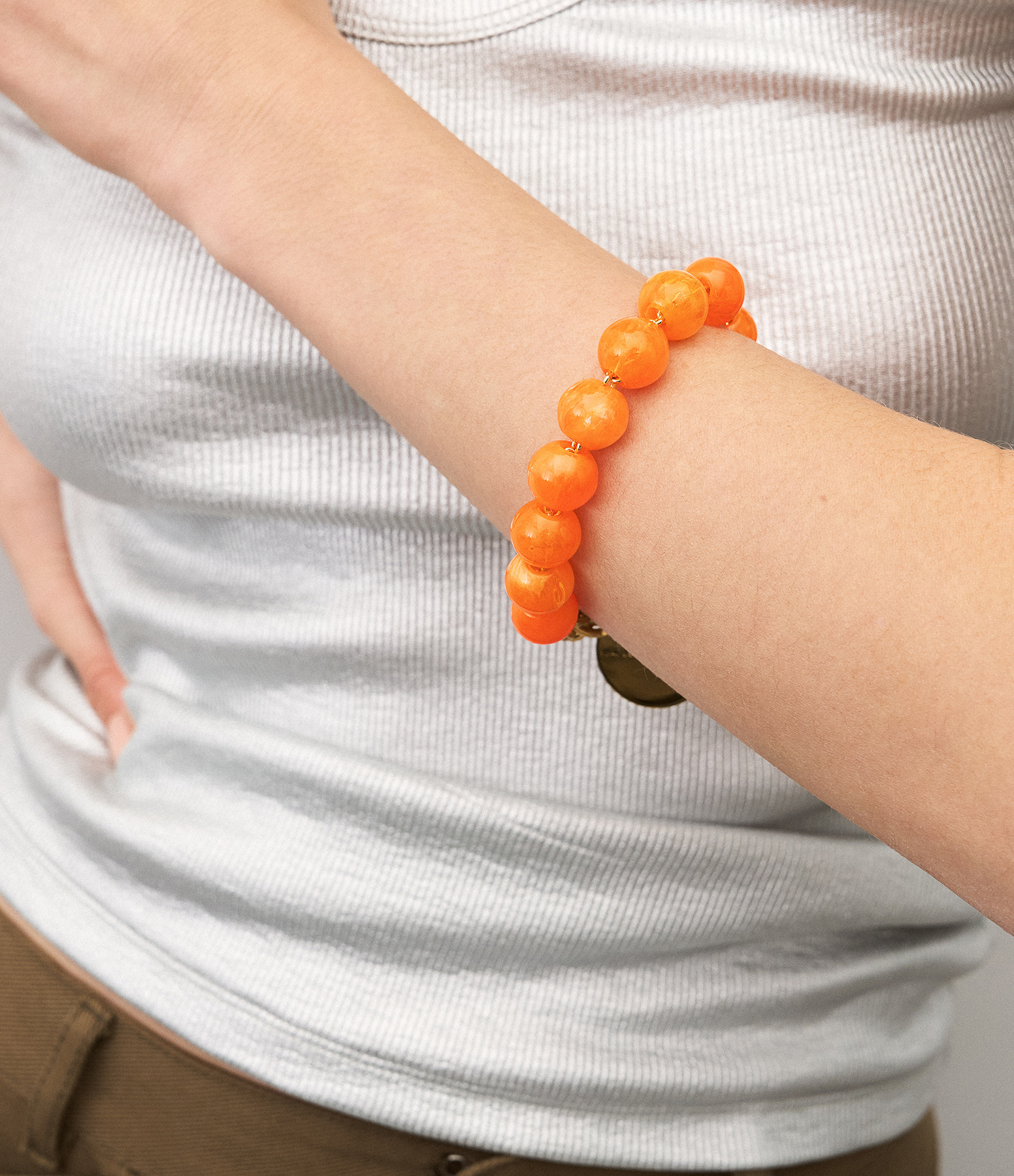 Bracelet Mini Beads Neon Orange Marble