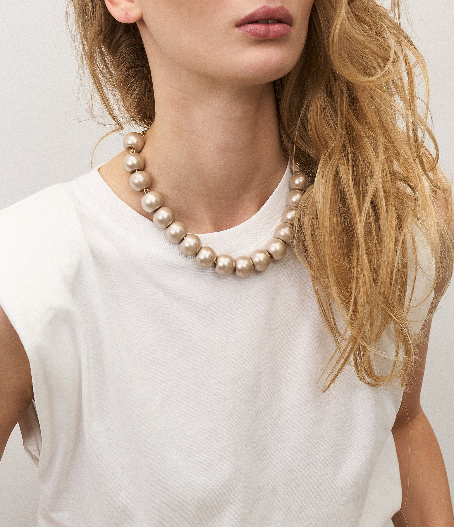 Collier Small Beads Short Champagne Pearl