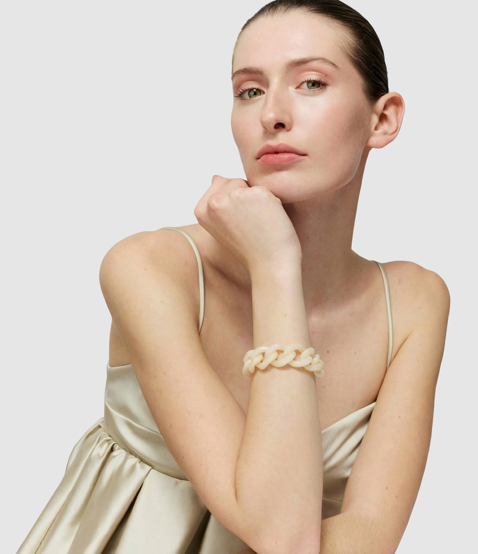 Bracelet Mini Flat Chain Latte Marble