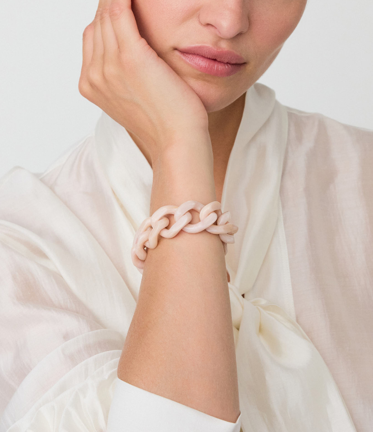 Bracelet Flat Chain Ivory Rose Marble