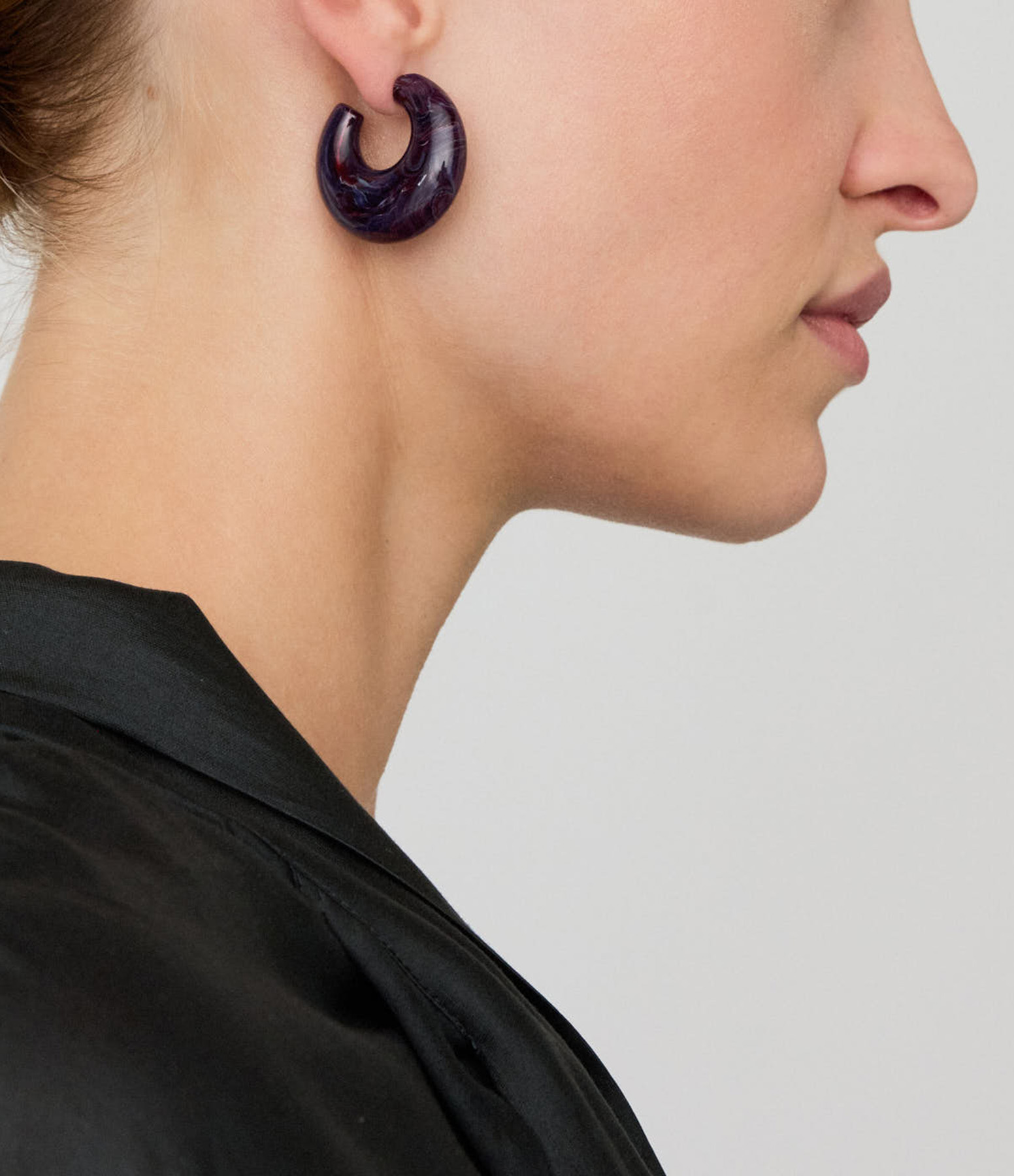 Boucles d'oreilles Moon Aubergine Marble