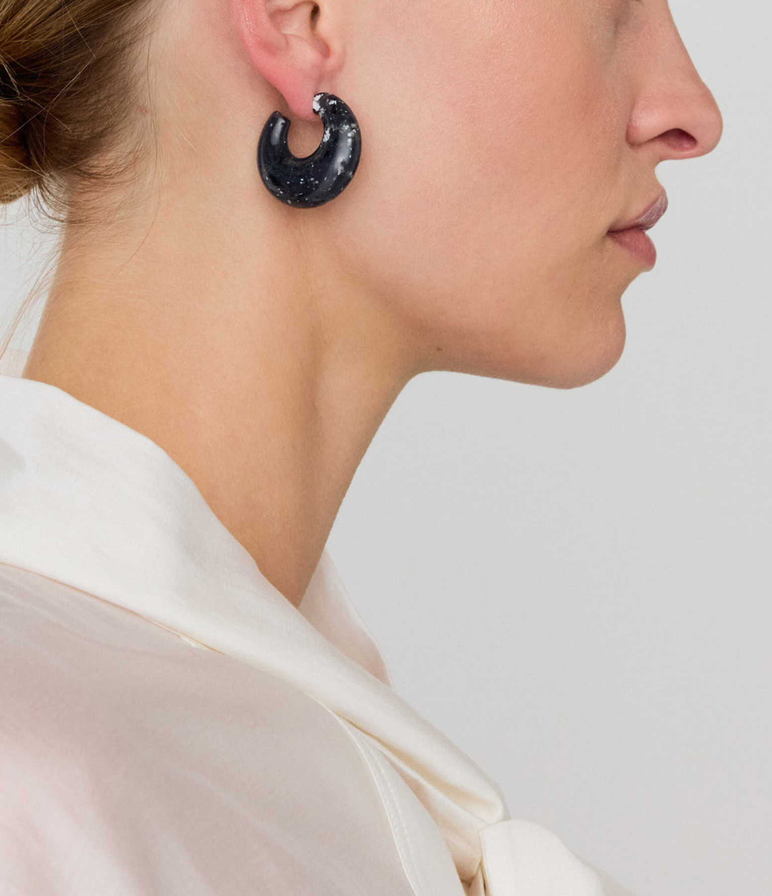 Boucles d'oreilles Moon Black Marble