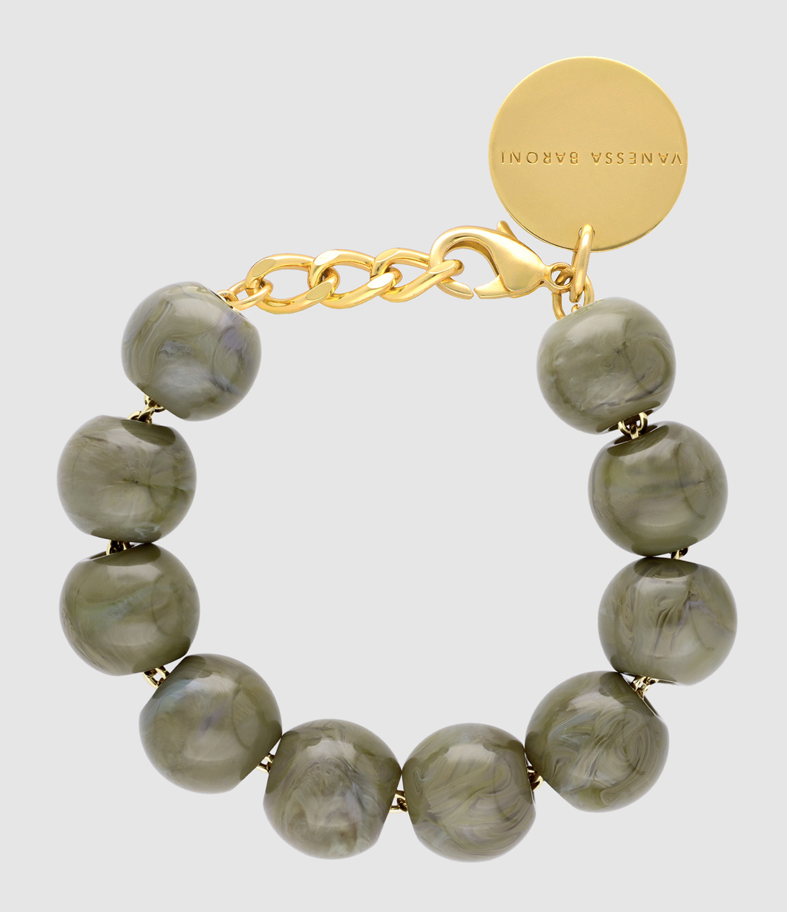 Bracelet Beads Light Olive Marble