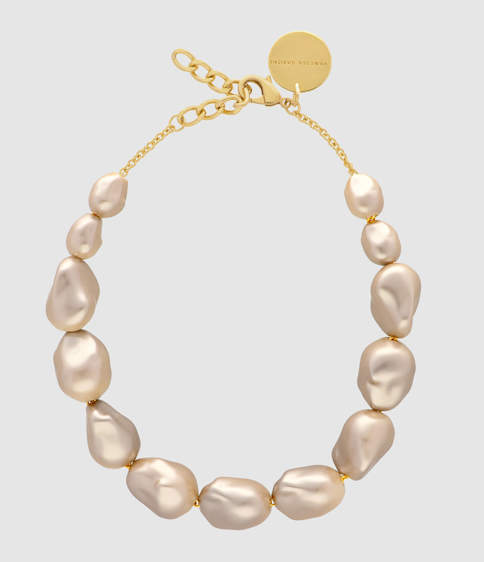 Collier Big Organic Pearl Short Champagne