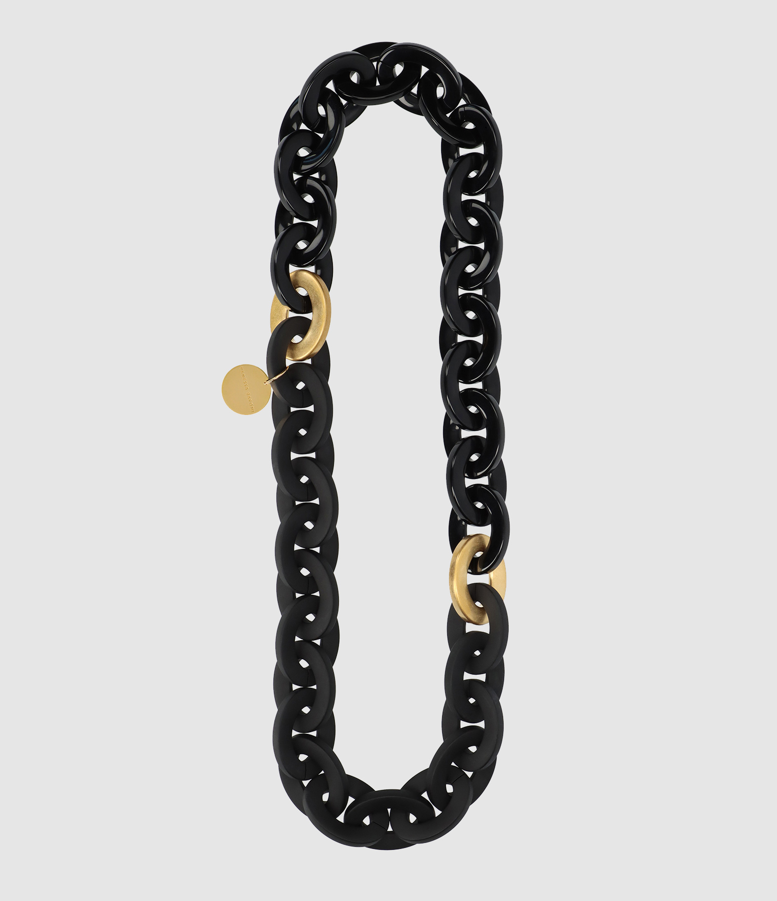 Collier Oval Long Gold Black Matt Black