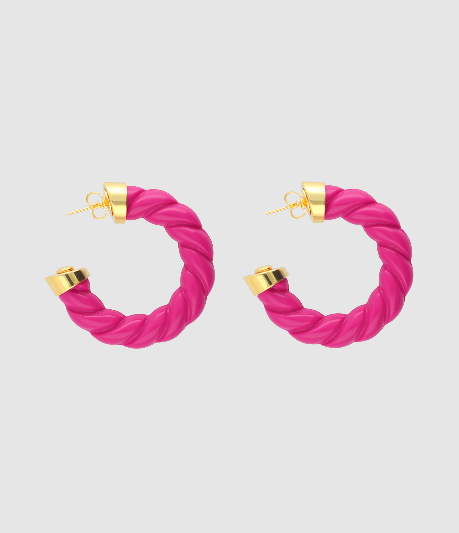 Boucles D'oreilles OriginalRose En Cuir - Fuchsia/Noir/Argenté - Clip - Neuf Avec étiquettes