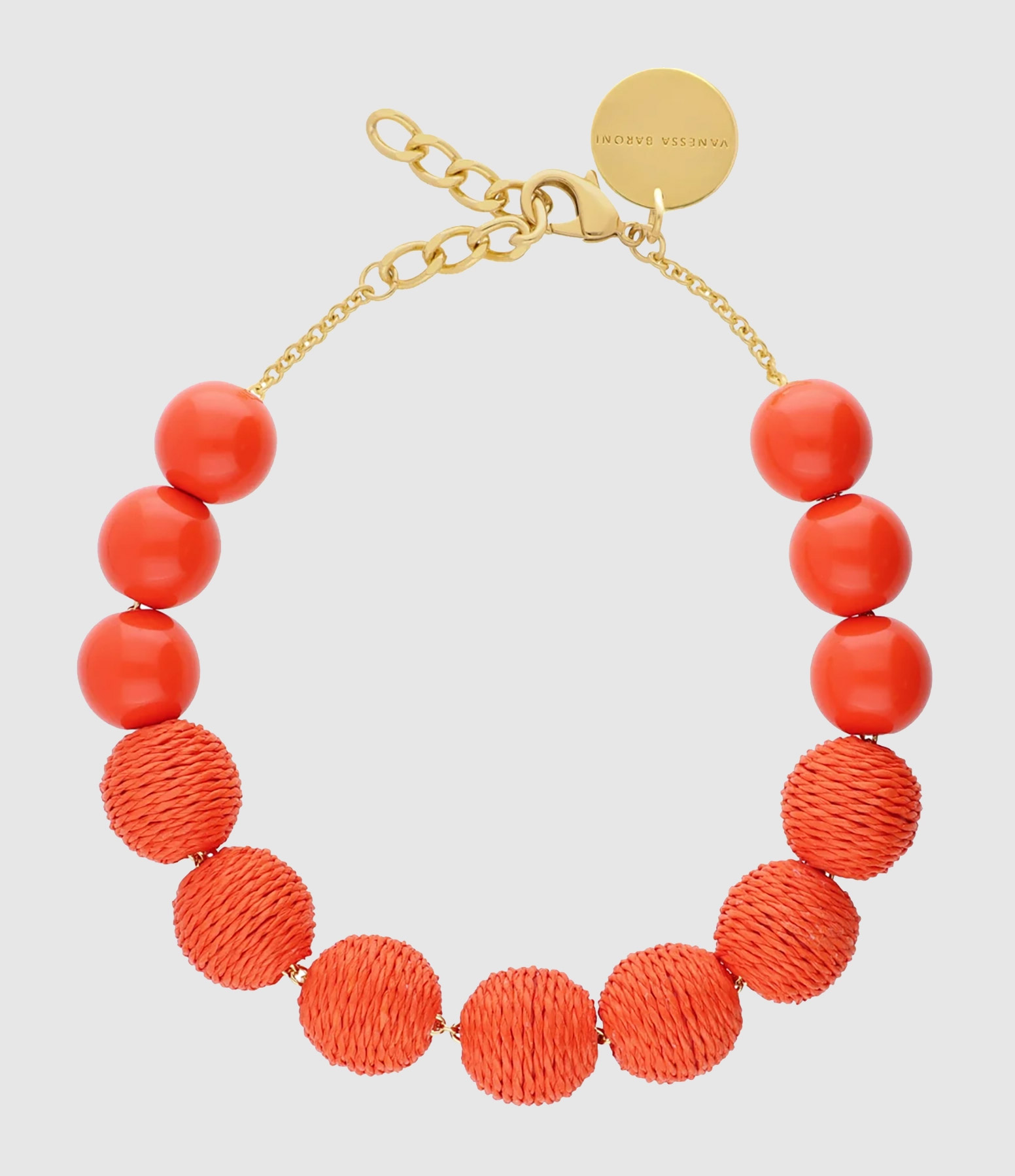 Collier Raffia Beads Orange