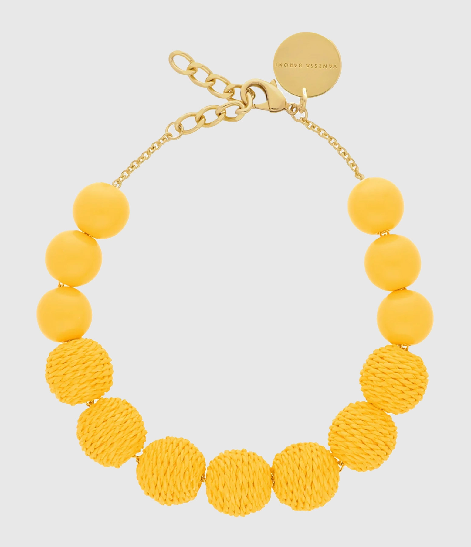 Collier Raffia Beads Yellow