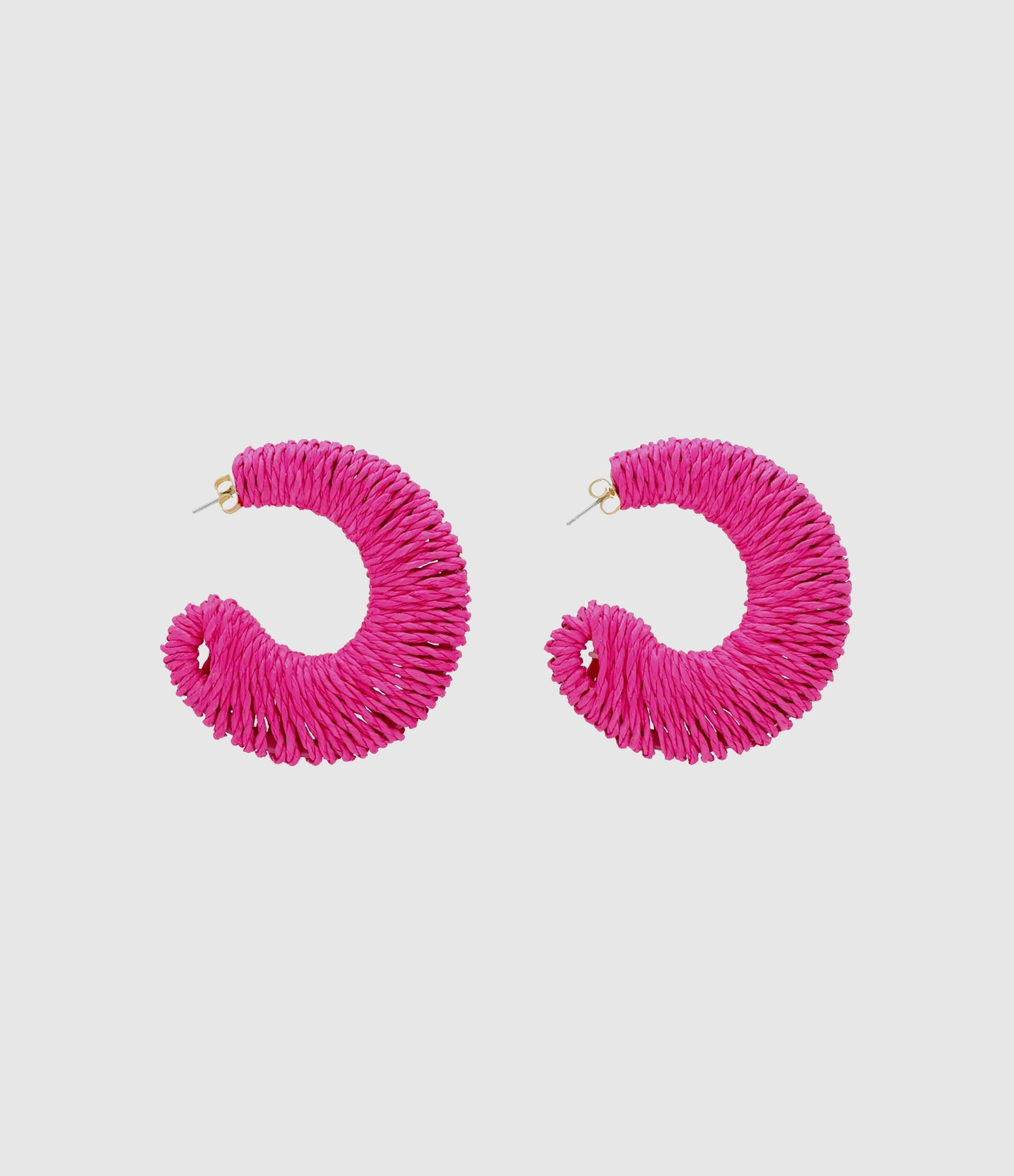 Boucles d'oreilles Big Moon Raffia Fuchsia
