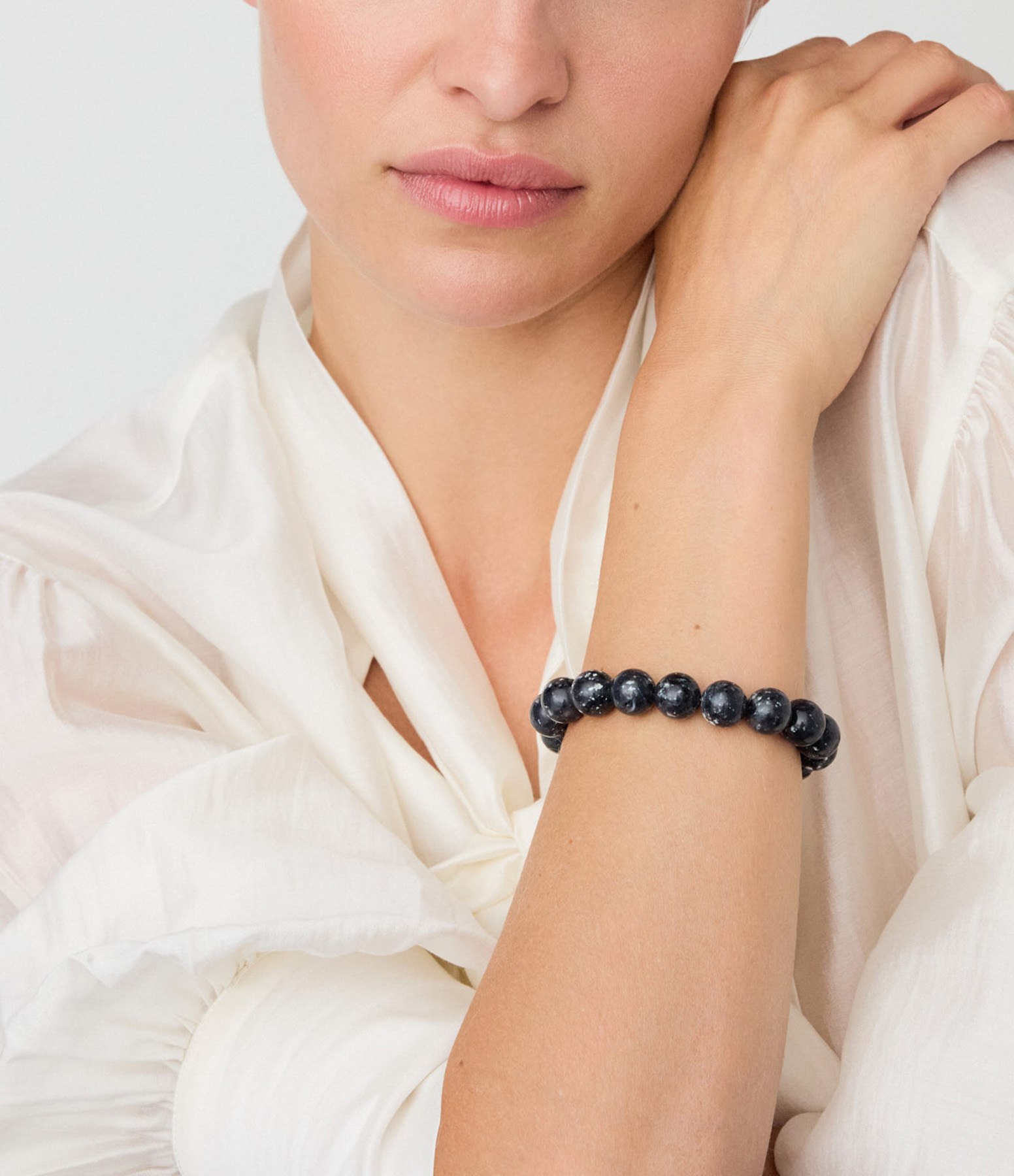 Bracelet Mini Beads Flex Black Marble