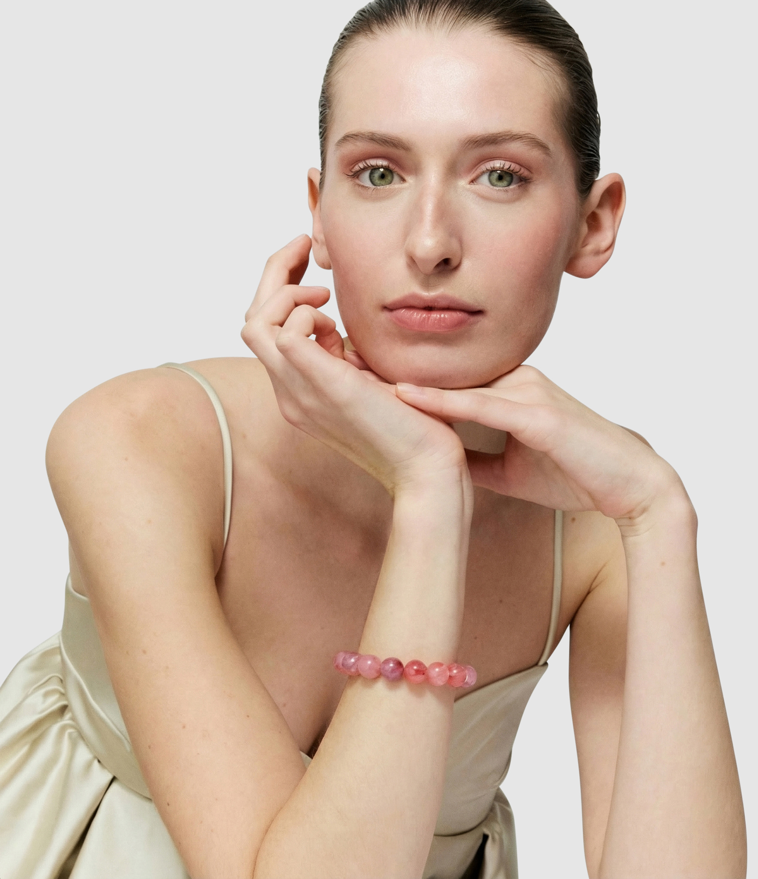 Bracelet Mini Beads Flex Crystal Pink Marble