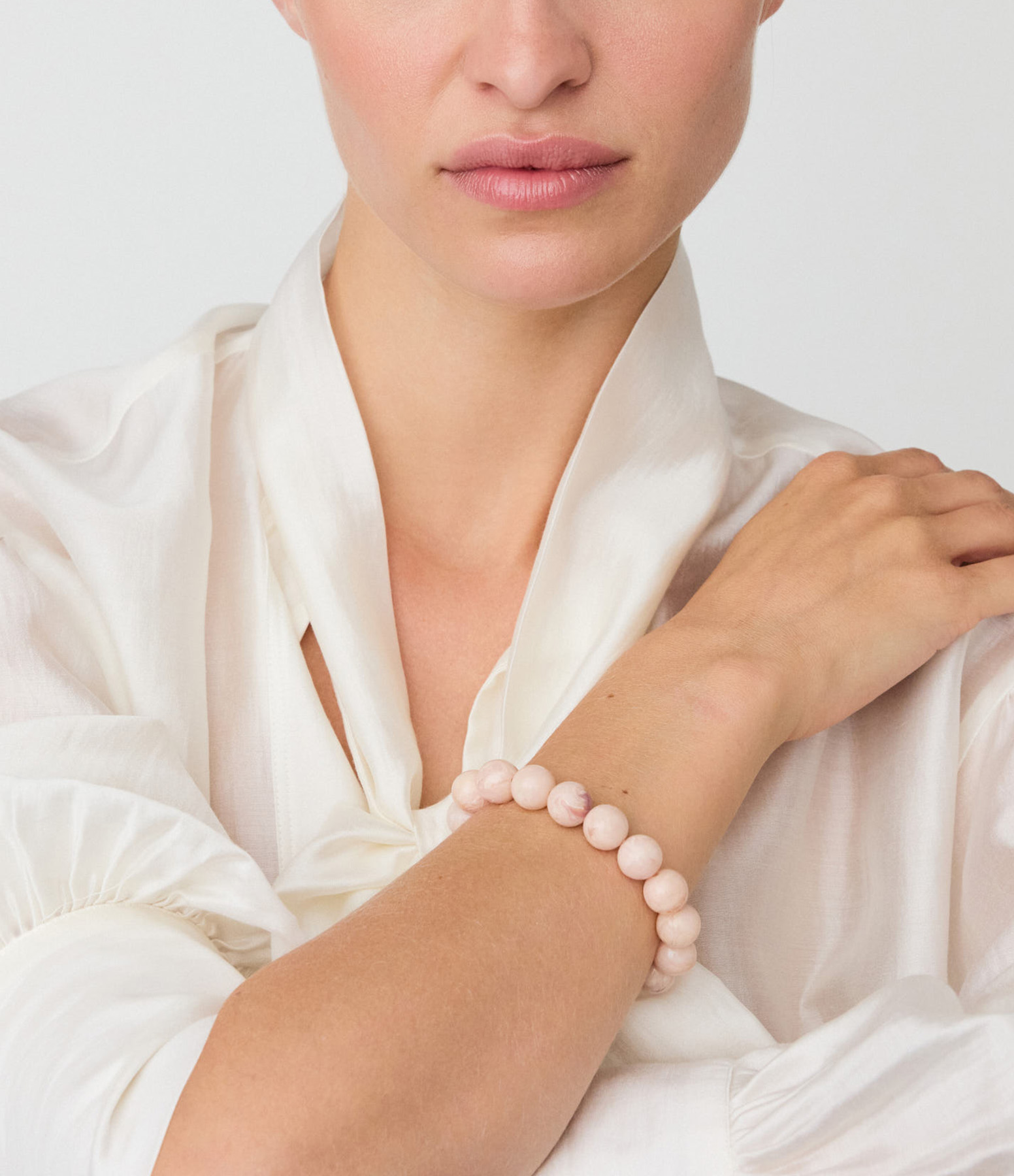 Bracelet Mini Beads Flex Ivory Rose Marble