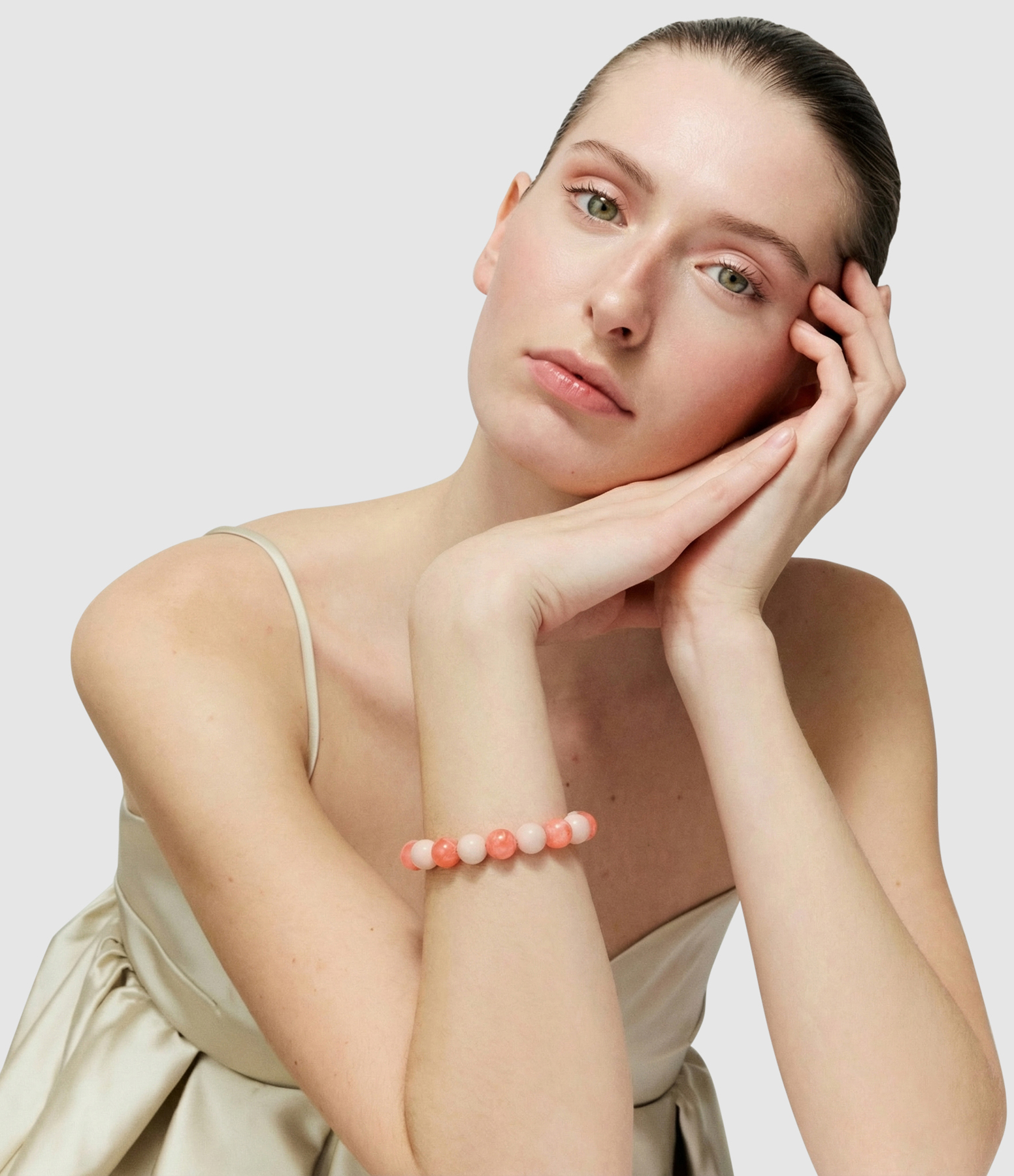 Bracelet Mini Beads Flex 2 Color Light Rose Watermelon Marble
