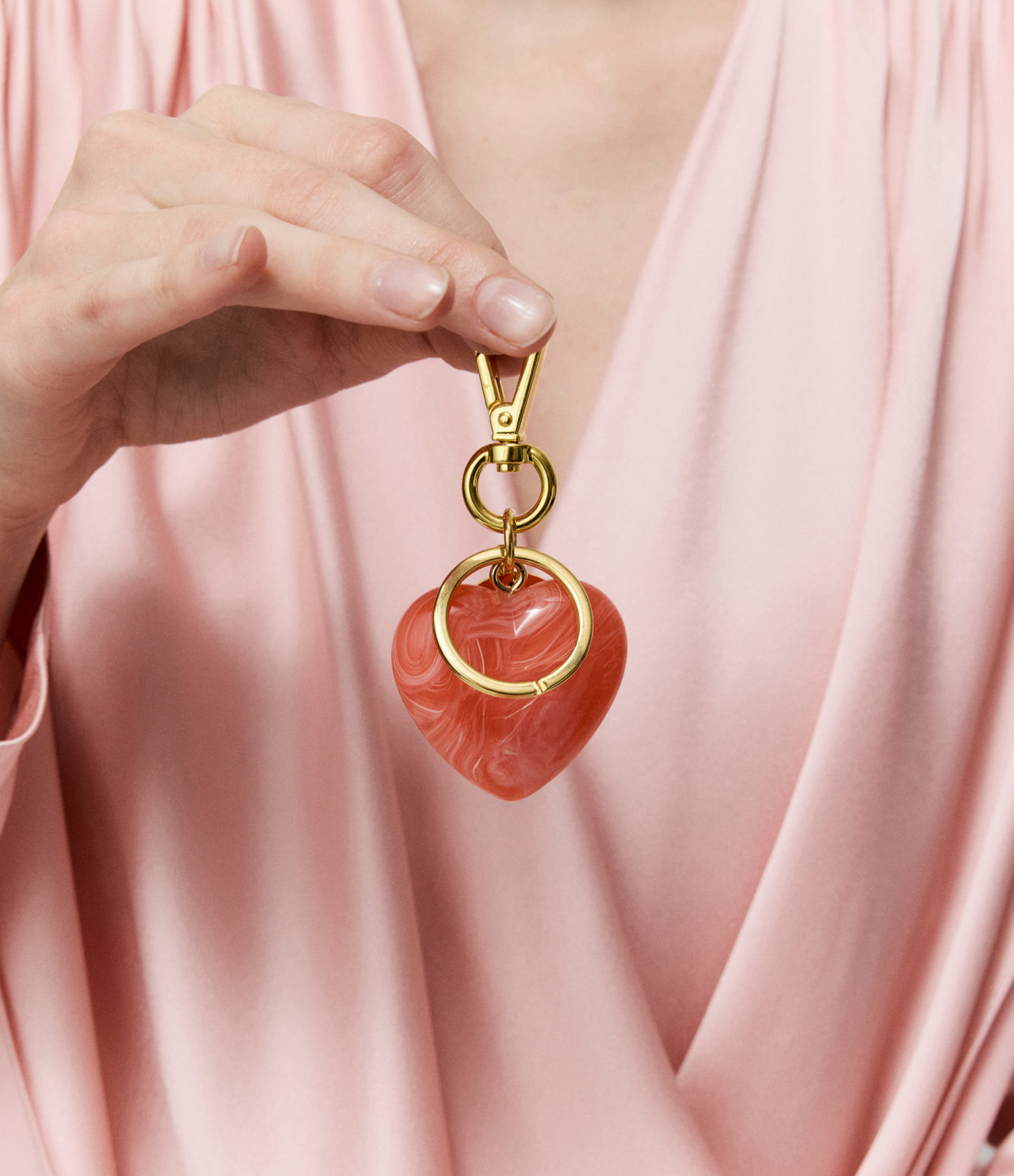 Porte-Clés Heart Charm Watermelon Marble