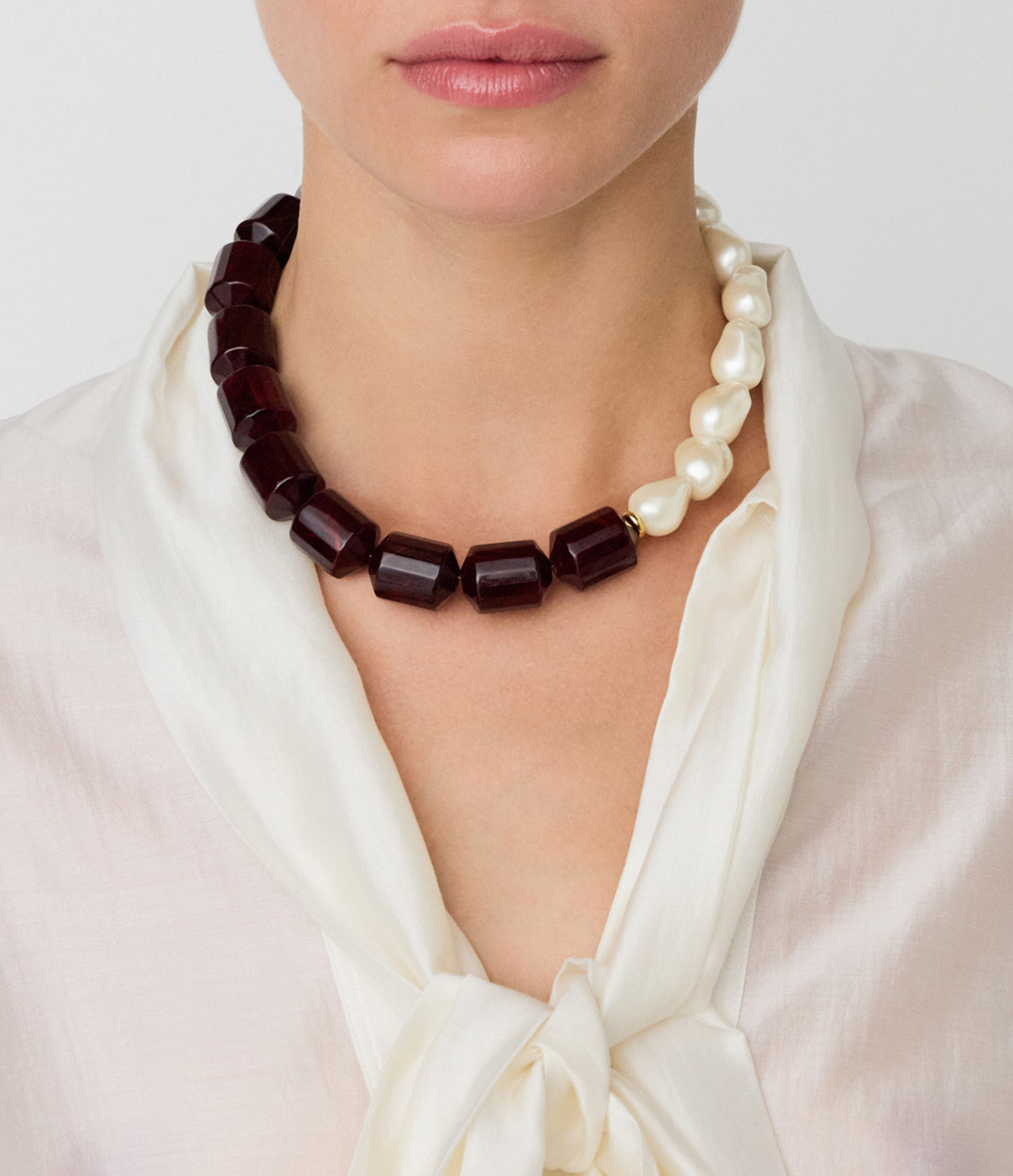 Collier Barrel Pearl Bordeaux Marble