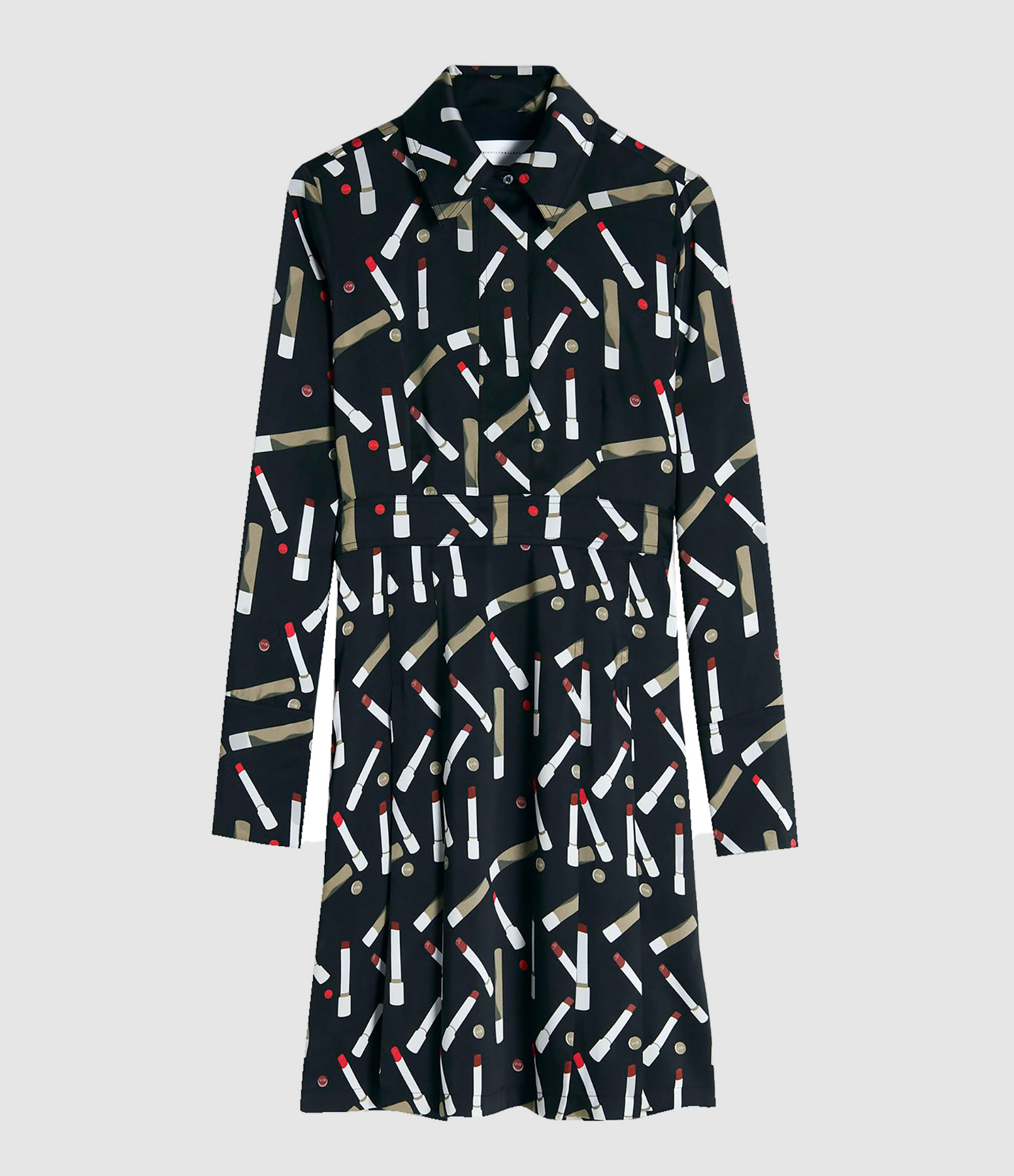 Robe Chemise Recyclé Imprimé Lipsticks Noir