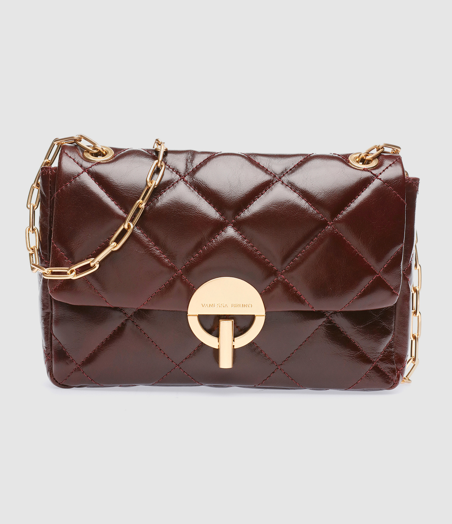 Sac Moon Cuir Verni Chocolat