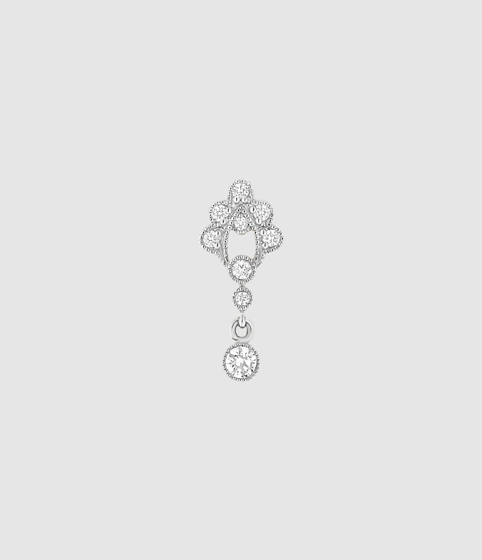 Boucle d'oreille Bouton Victoria Or Blanc Diamants (vendue à l'unité)