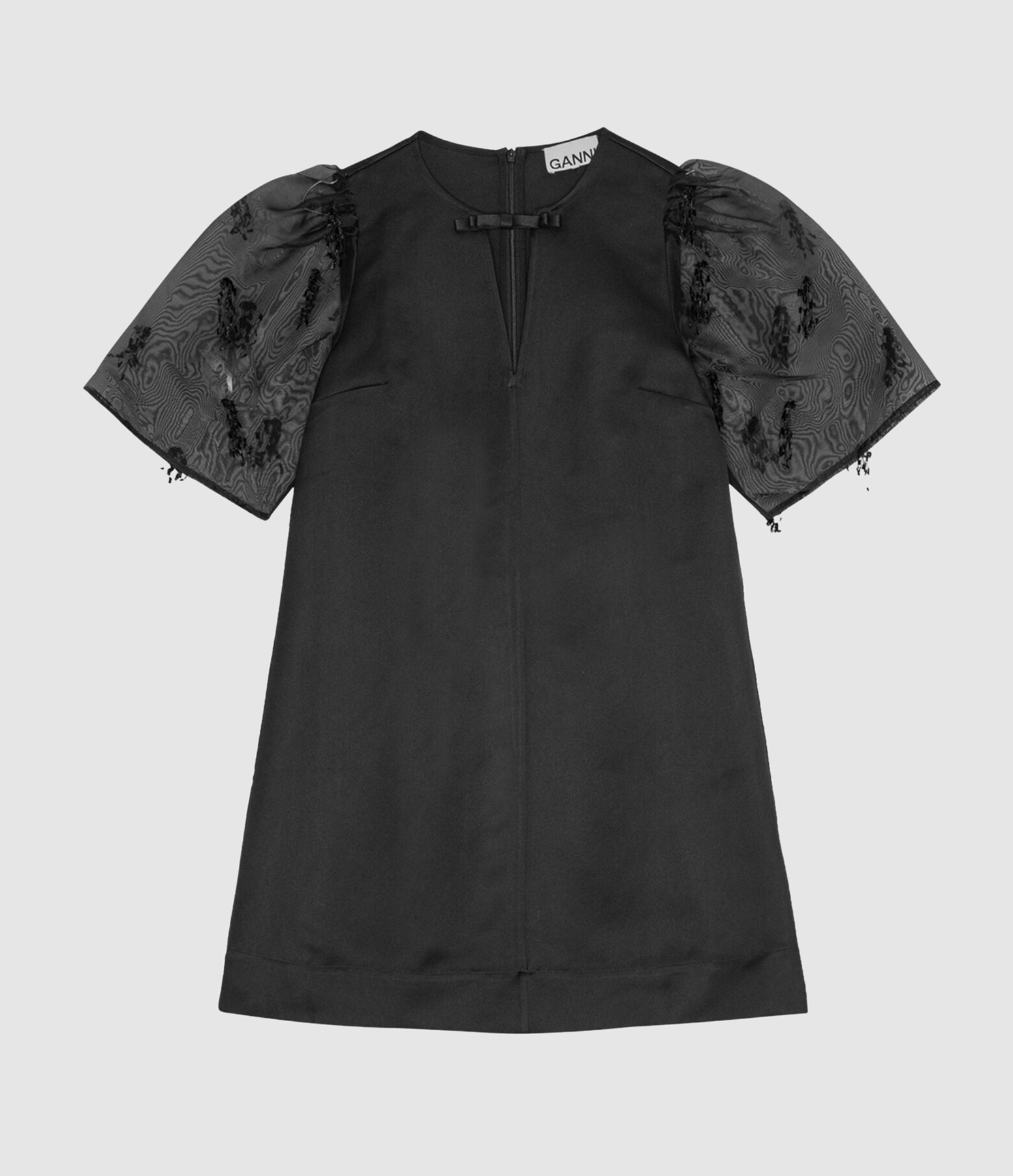 Robe Courte Fringed Organza Mini Dress Black