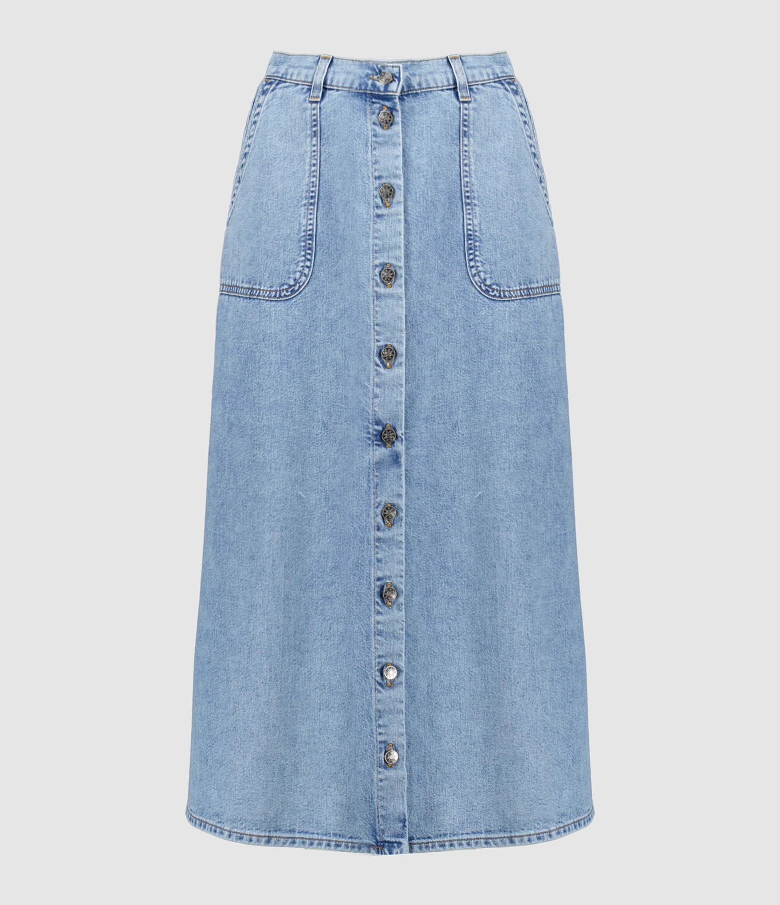 Jupe Longue Gerri Coton Denim Bleu Jay