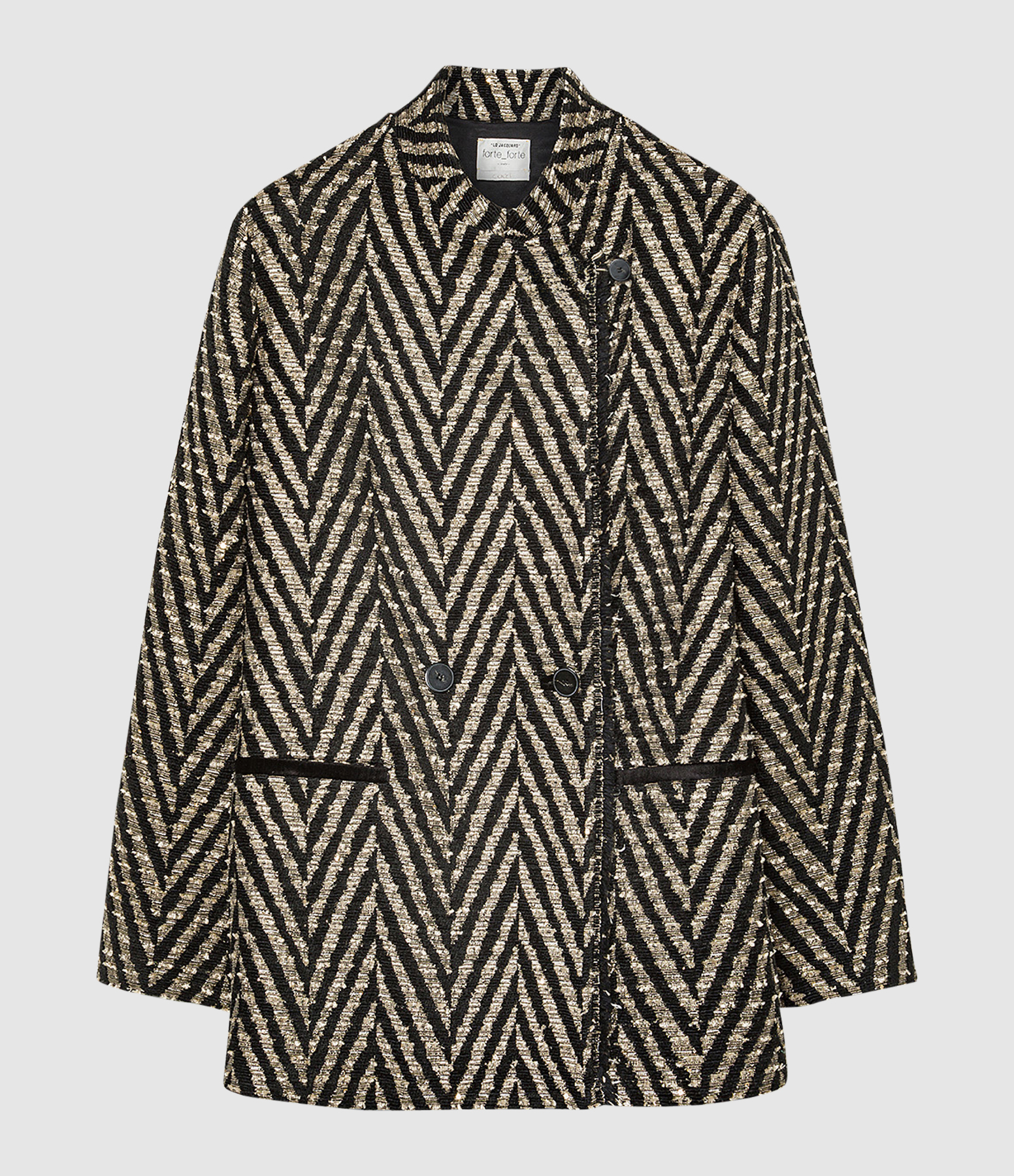 Manteau Chevron Jacquard Overzised Nero