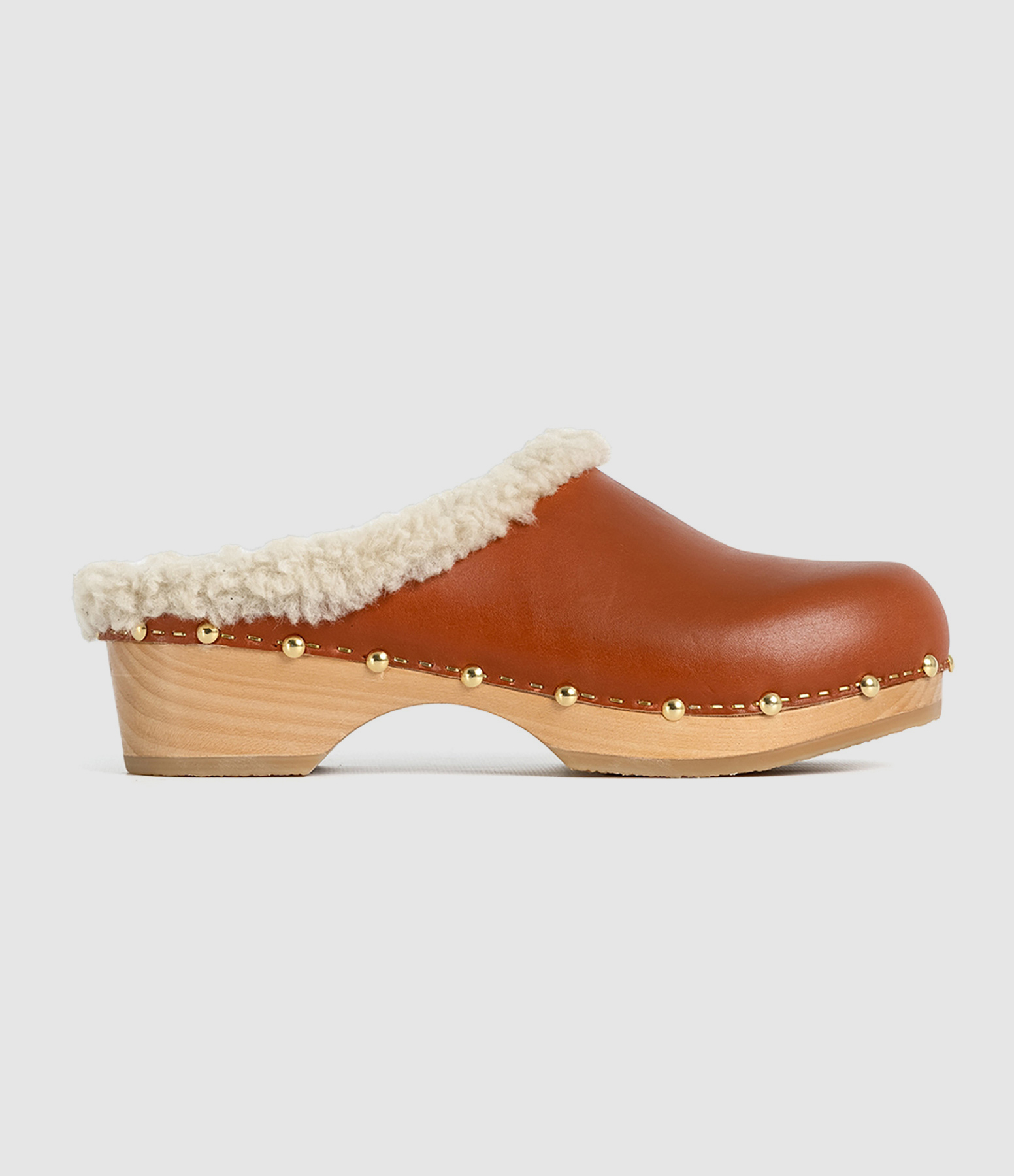 Sabots Yce Bois Cuir Brique