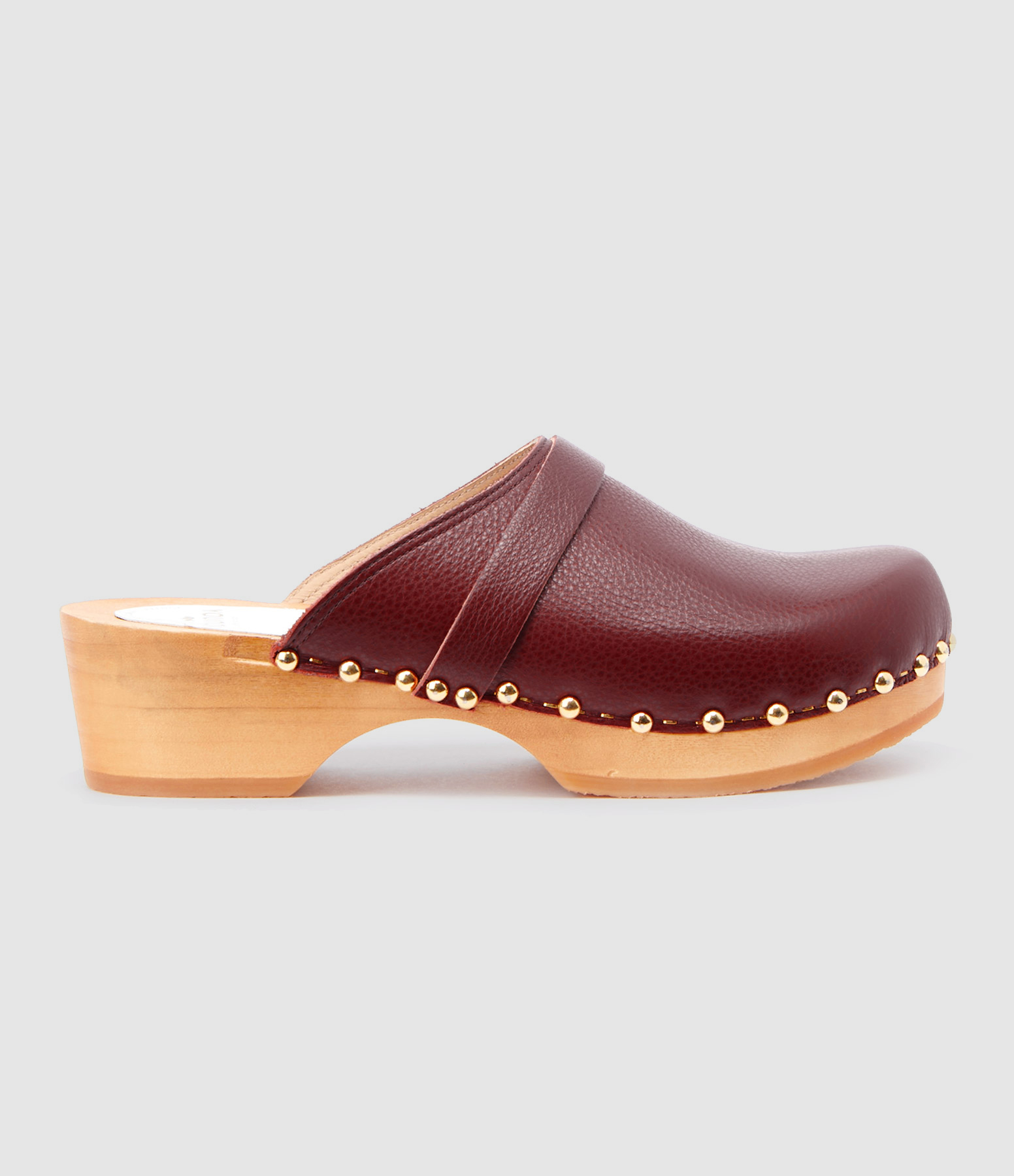 Sabots Yren Rock Bois Cuir Cerise