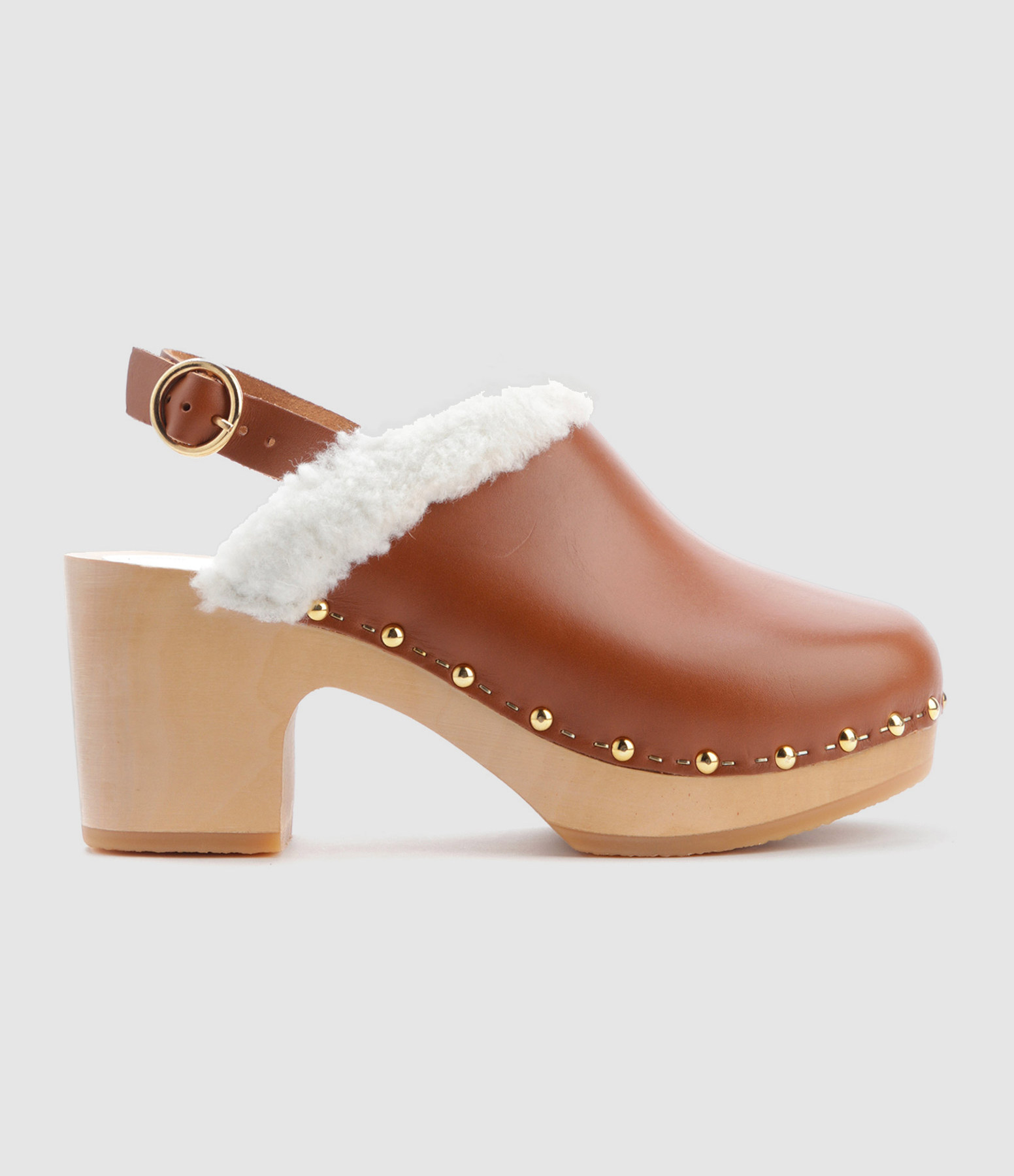 Sabots Yboo Fur Bois Cuir Tan
