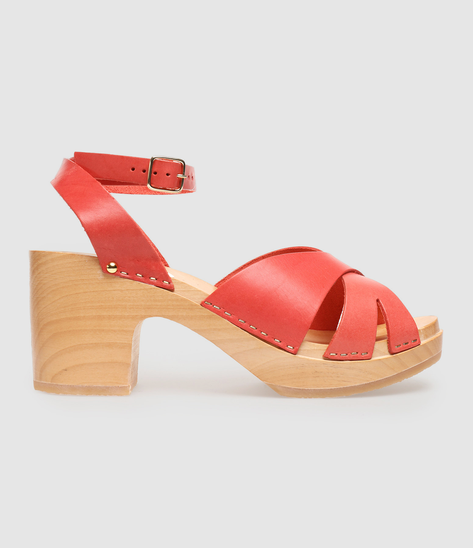 Sabots Ybiza Cuir Rouge