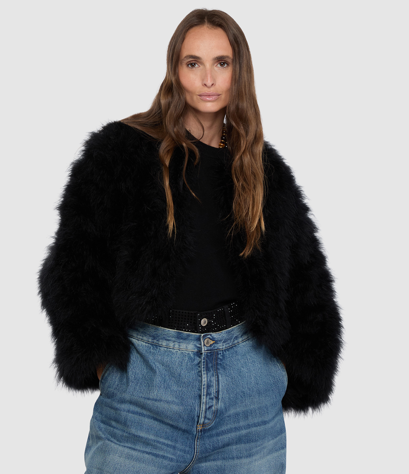 Veste Fourrure Noir