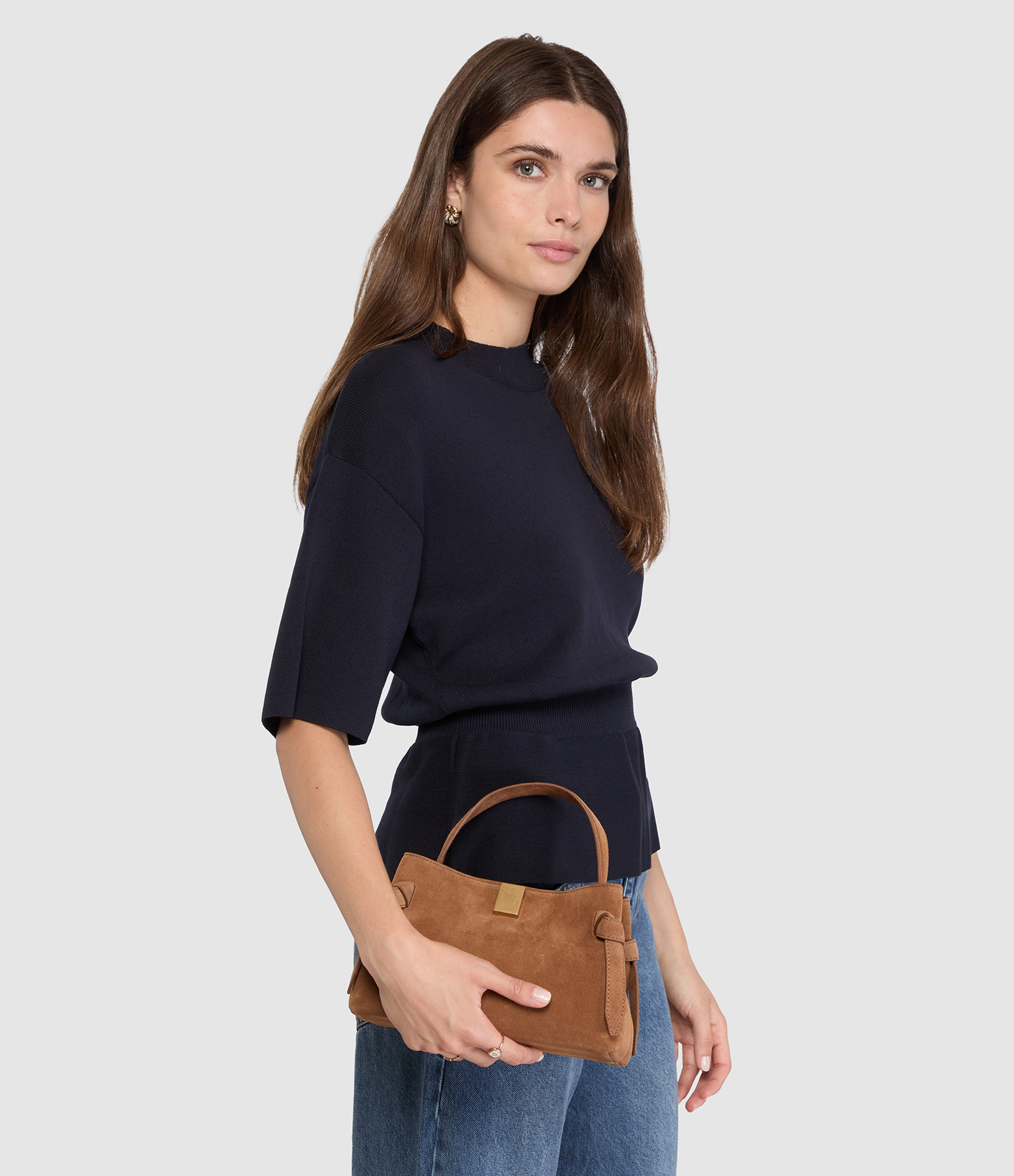 Sac Gyoza Mini Suédé Cognac