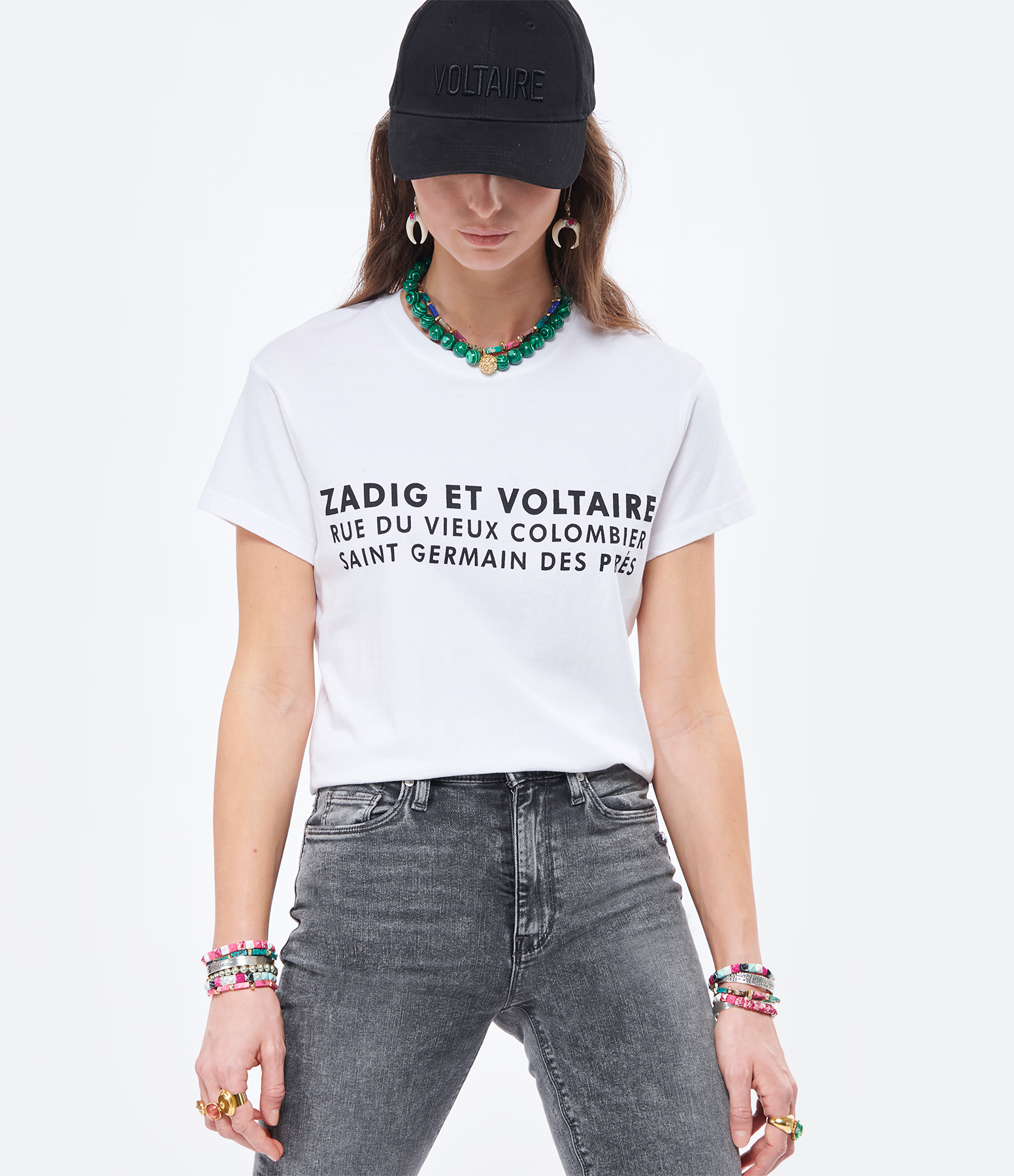 Tee-shirt Zoe ZV Address Coton Blanc